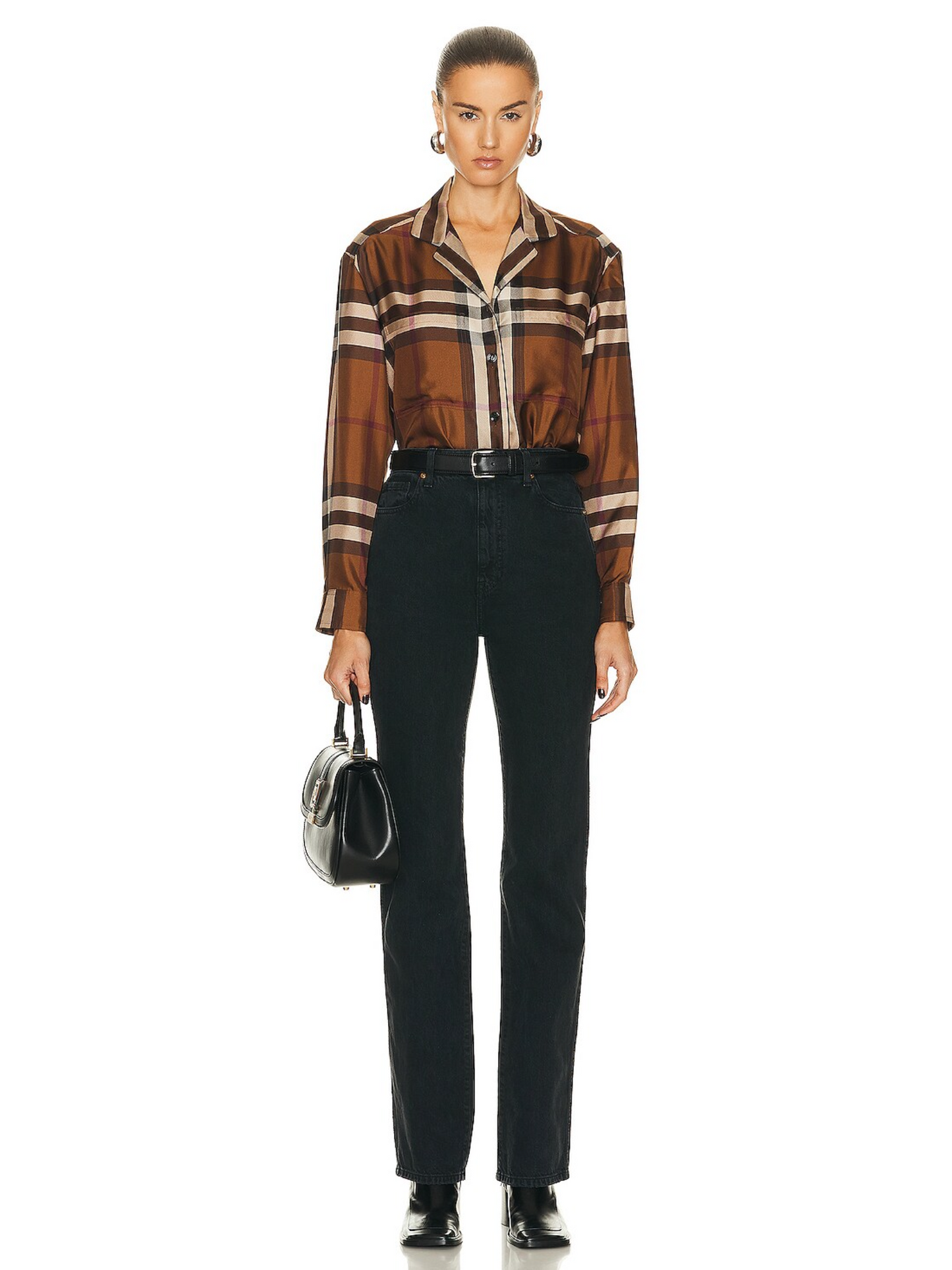 BURBERRY Jackie Check Shirt, SIZE 4