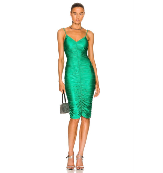ALEXANDER WANG Ruched Cami Slip Dress in Poison Ivy, XSMALL