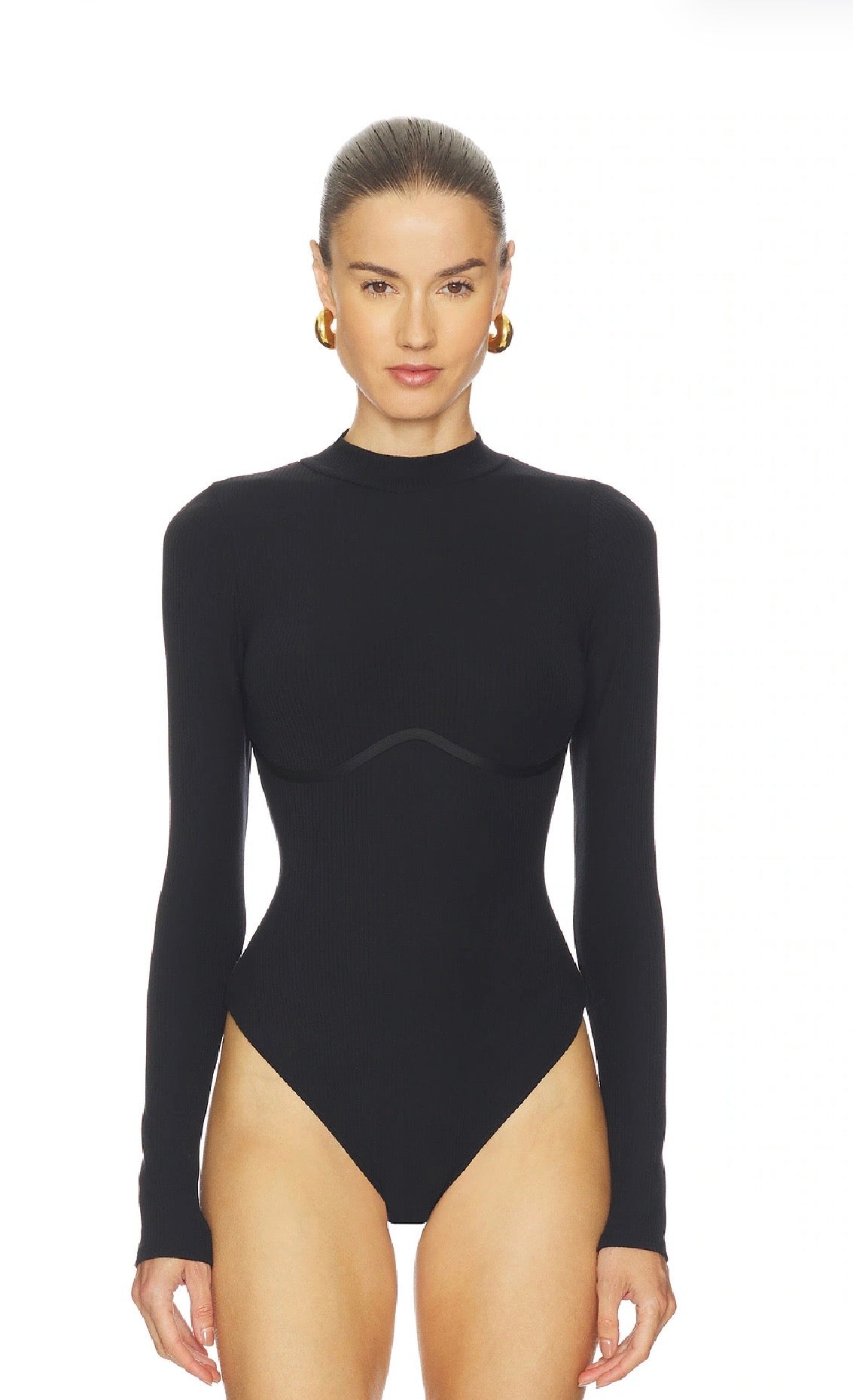 Fleur du Mal Hourglass Rib Longsleeve Bodysuit, Small
