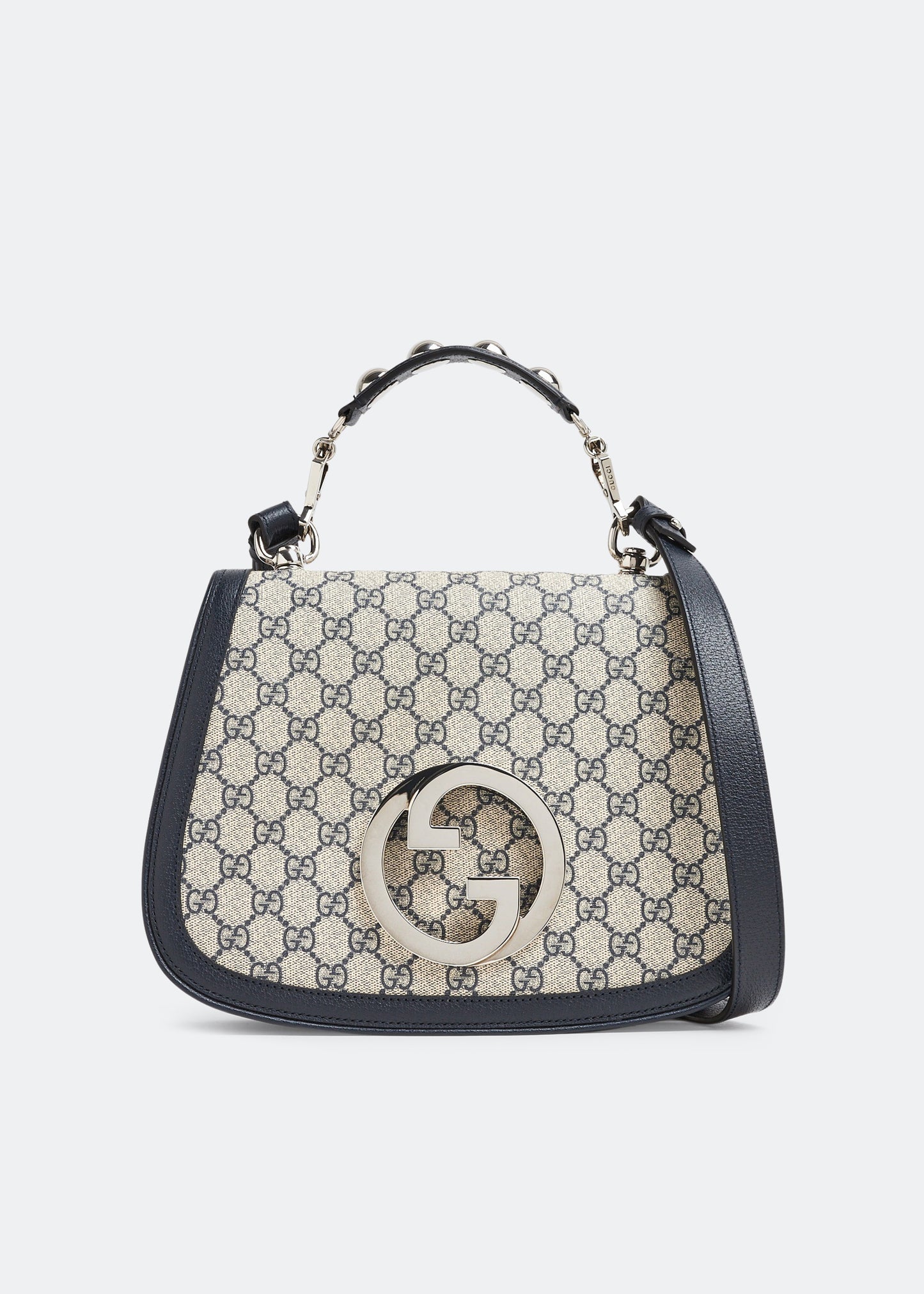 Gucci Navy Blue/Beige GG Supreme Canvas & Leather Blondie Top Handle Bag