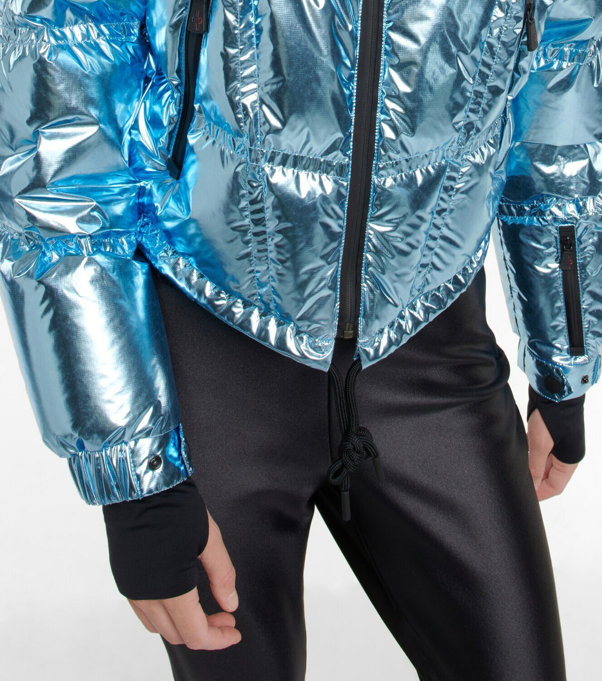 MONCLER GRENOBLE Valsorey cropped quilted padded down metallic ripstop jacket, SIZE 1