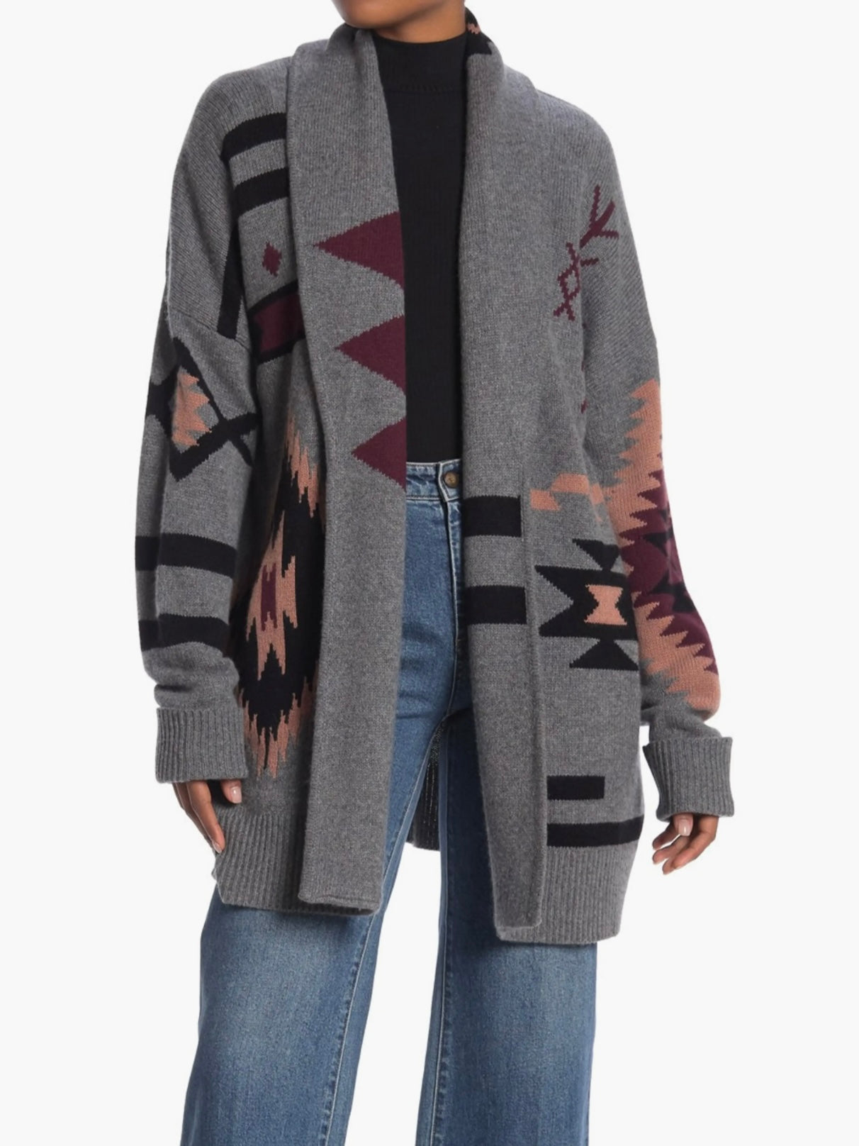 360 Cashmere Helen Boho Print Wool & Cashmere Blend Cardigan, Medium