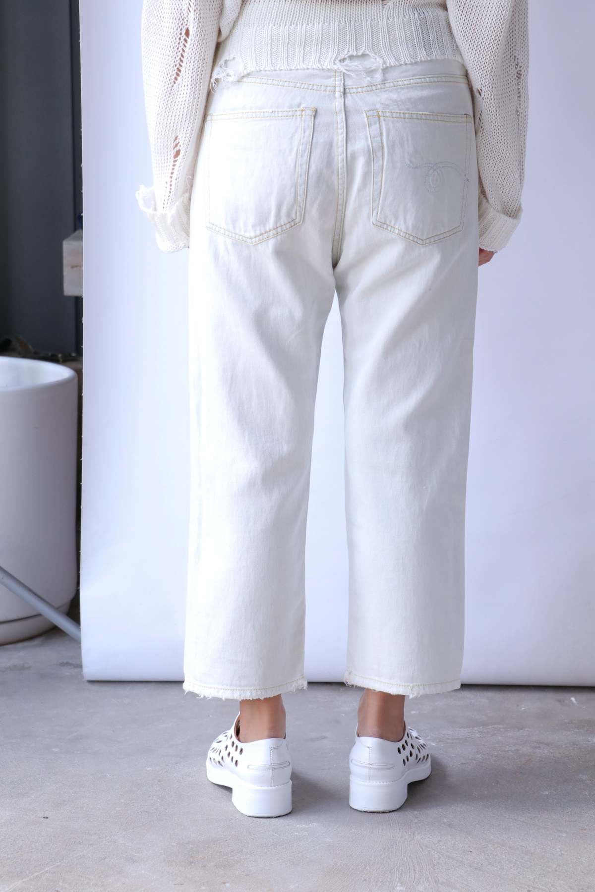 R13 tailored drop KINNEY LINEN INDIGO , Size 27￼