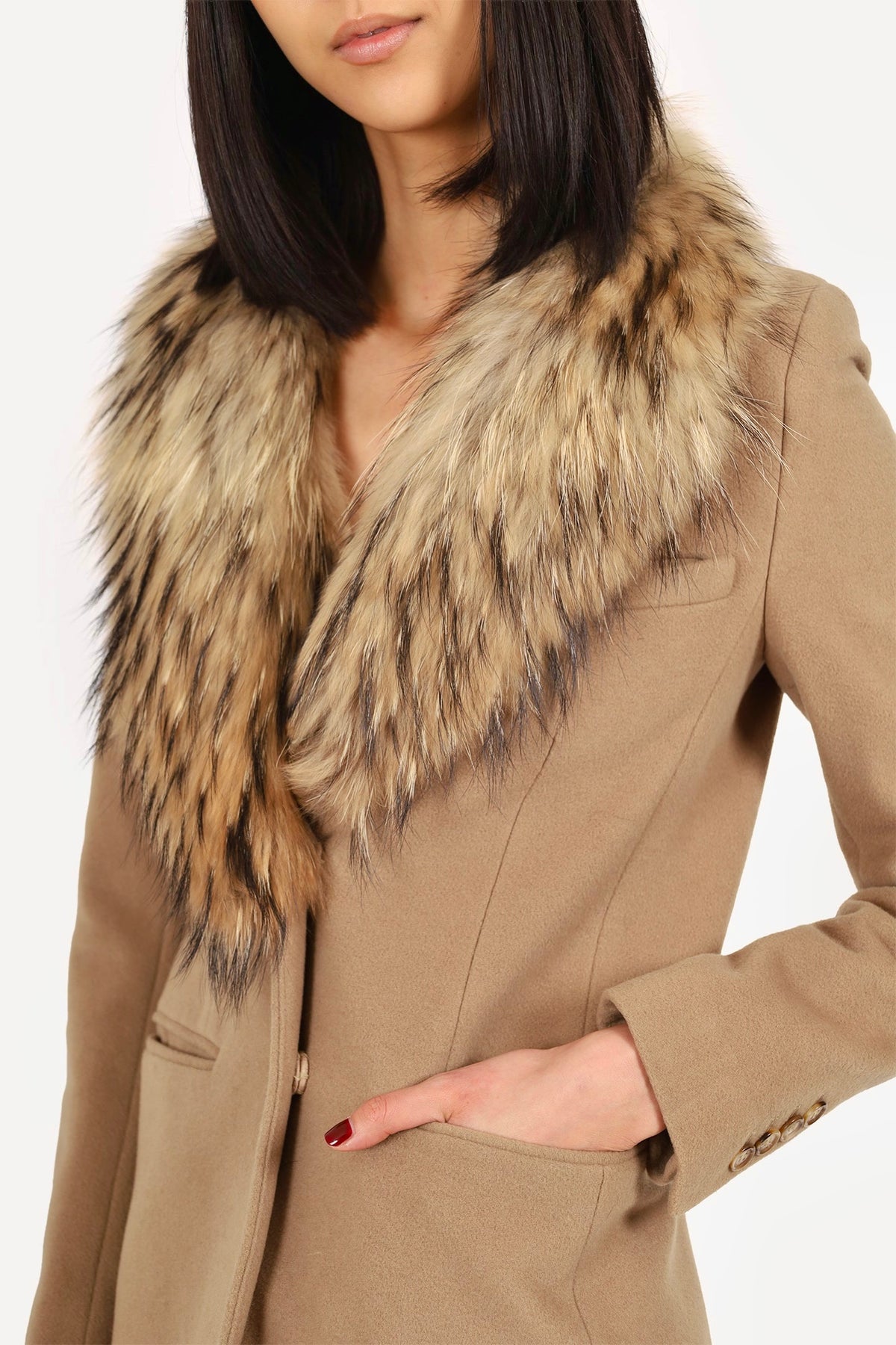 SAM CROSBY JACKET WITH ASIATIC RACCOON FUR TRIM COLLAR, XSMALL
