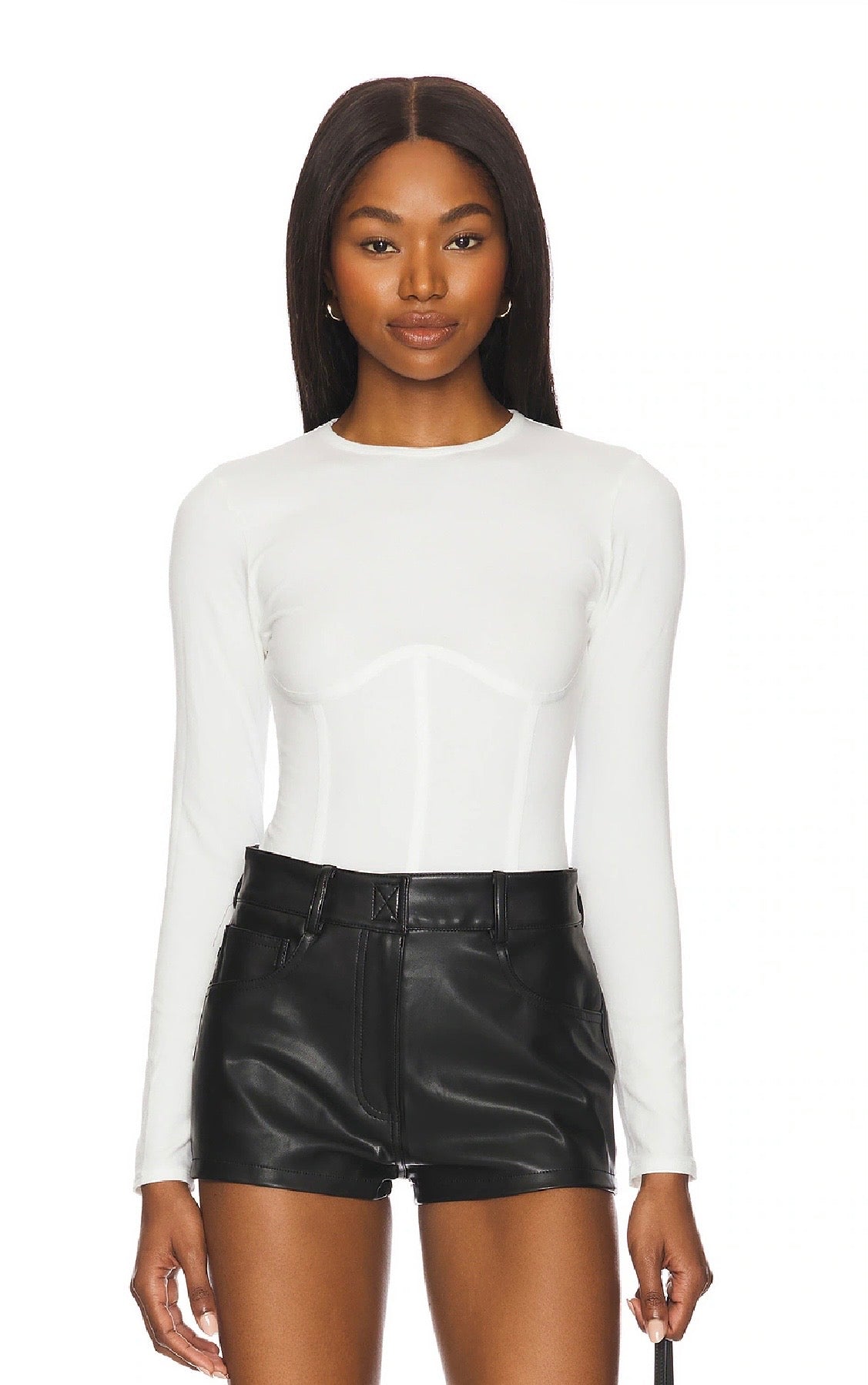 Fleur du Mal Hourglass Rib Longsleeve Bodysuit, Small
