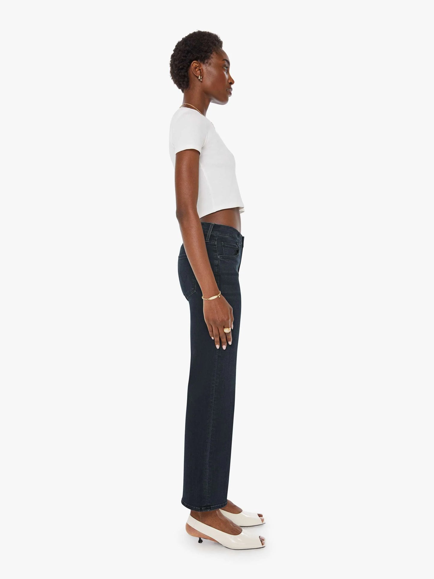 MOTHER The Mid Rise Zip Rambler Ankle Wash: Night In Venice, SIZE 34
