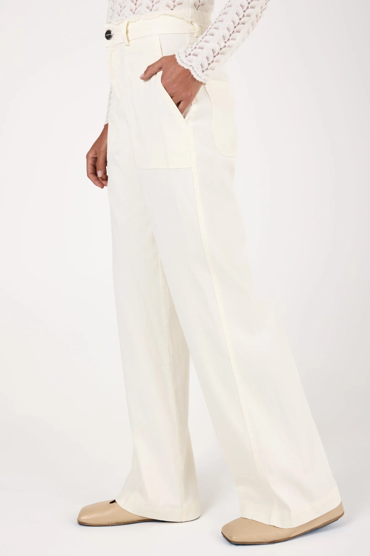 SABLYN Jolene Full-Length Utility Pant in Gardenia, Small Size 26/27