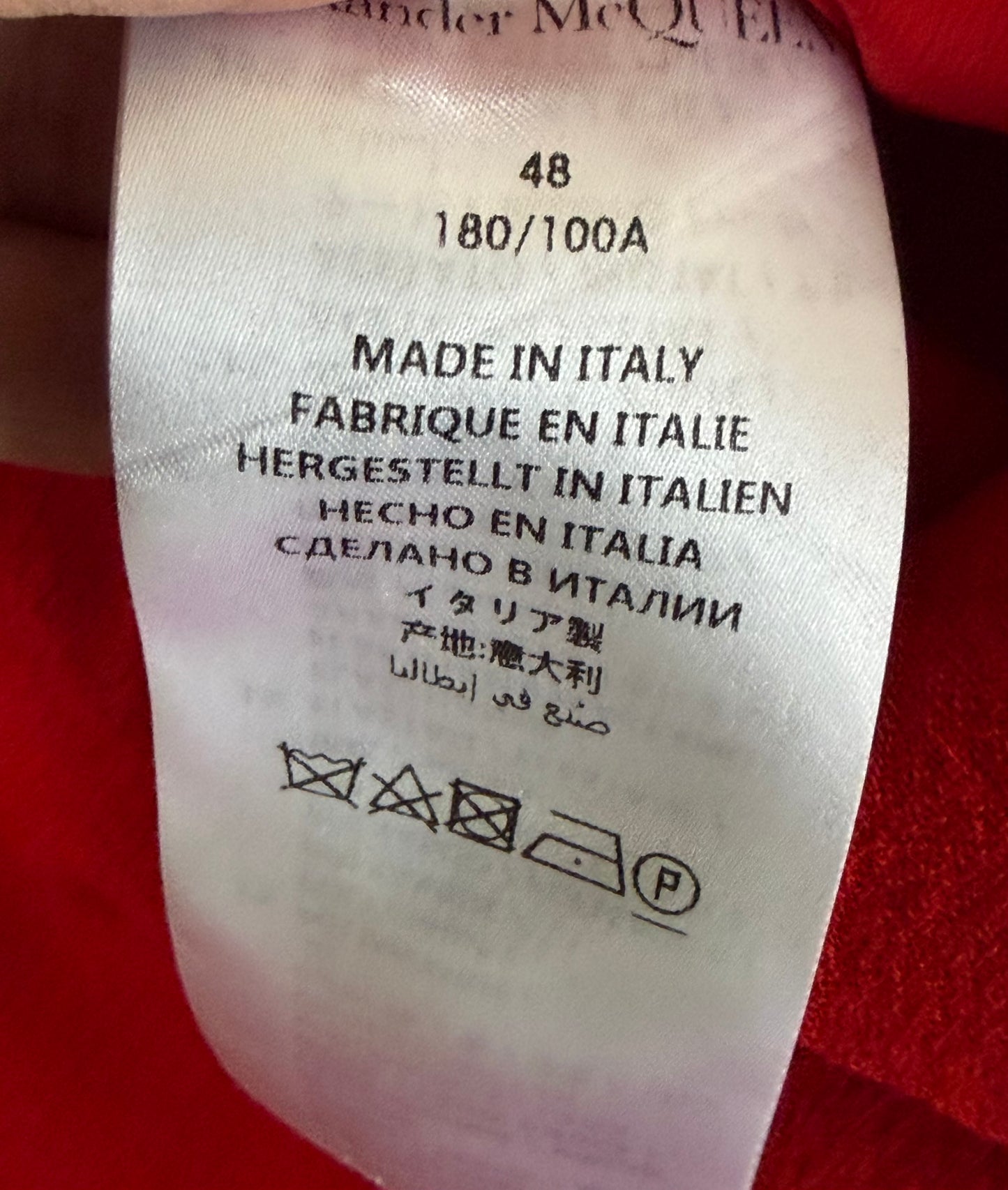 Alexander McQueen Red 2019 Gathered Waist Stretch Wool Midi Dress, Size 42