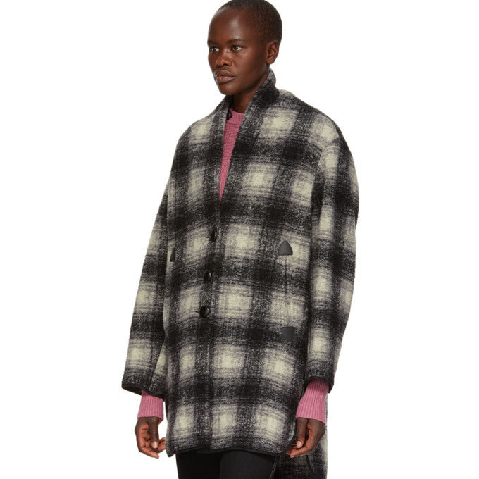 Isabel Marant Etoile Black and White Gabrie Wool Coat, SIZE 36