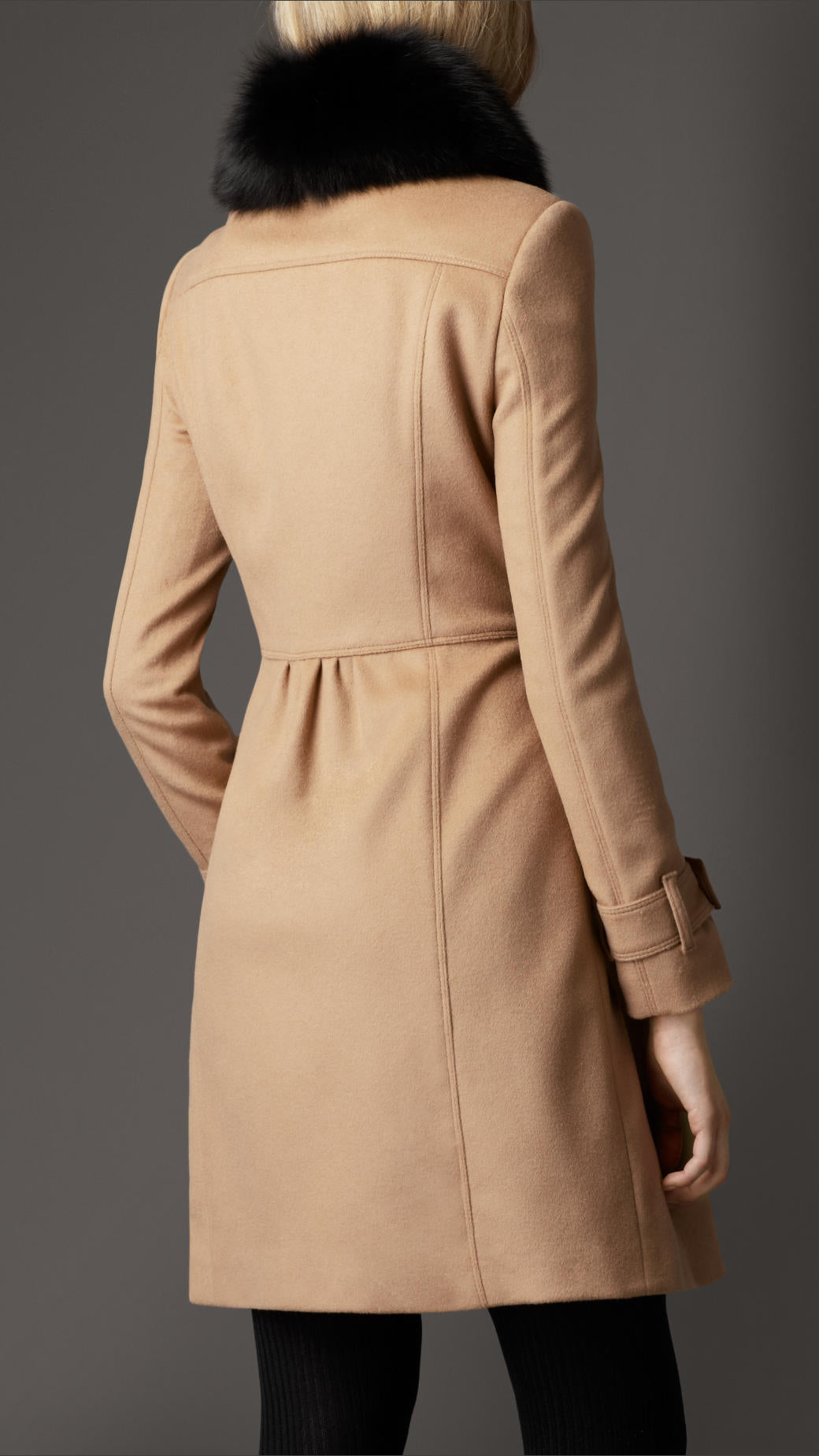 Burberry Midlength Wool
Cashmere Detachable Fur Collar Trench Coat, Size 8