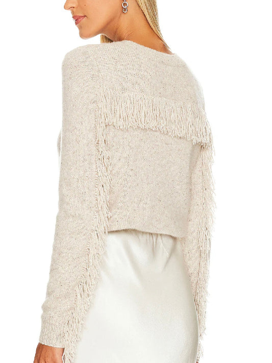 Autumn Cashmere Fringed Sweater, Xsmall