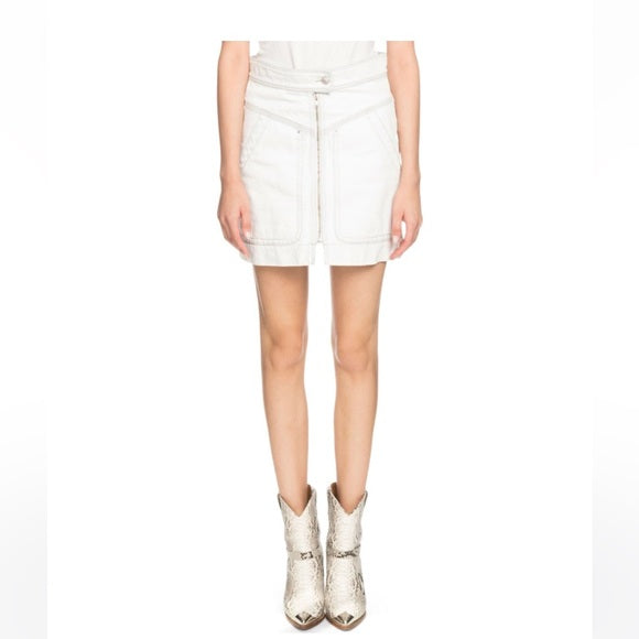 ISABEL MARANT ETOILE Ioline Denim Mini Skirt white washed denim, SIZE 36