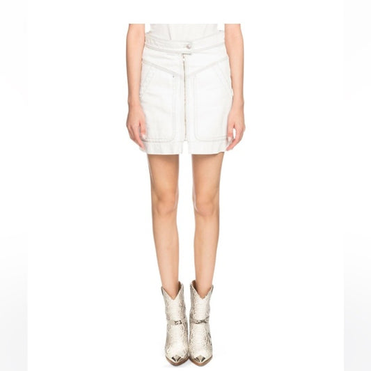 ISABEL MARANT ETOILE Ioline Denim Mini Skirt white washed denim, SIZE 36