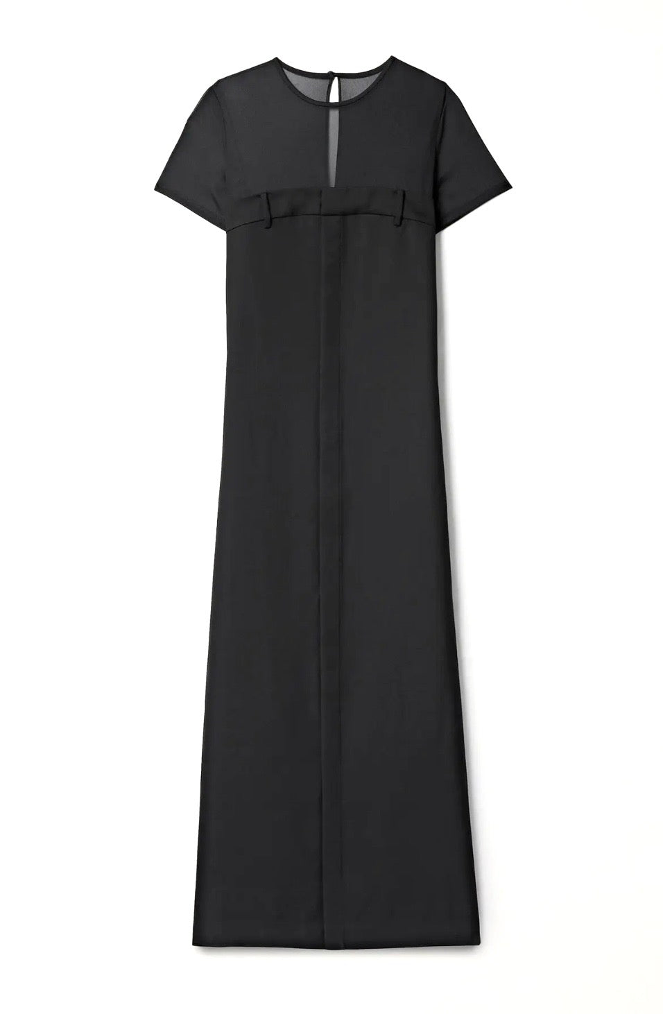 TIBI Salopette Tulle-Paneled Grain De Poudre Wool Maxi Dress, Size 6