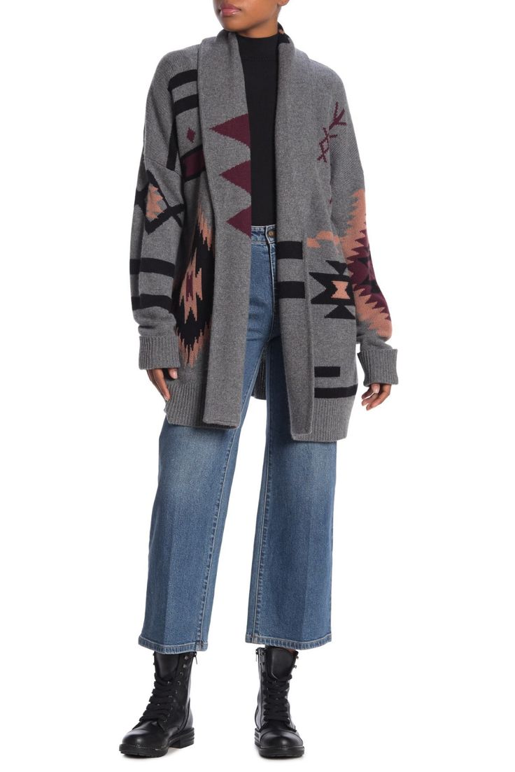 360 Cashmere Helen Boho Print Wool & Cashmere Blend Cardigan, Medium