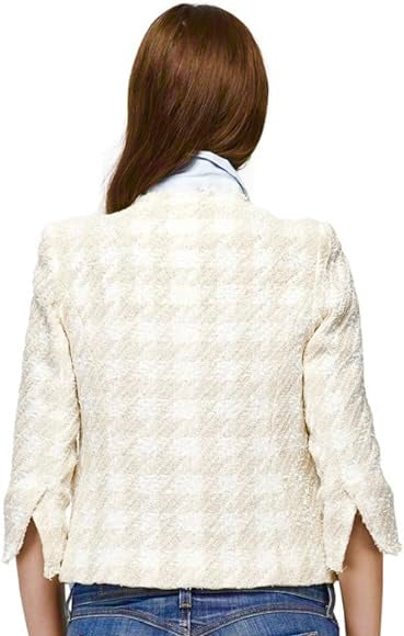Smythe - Cream Houndstooth Woven Metallic Tweed Jacket Sz 8