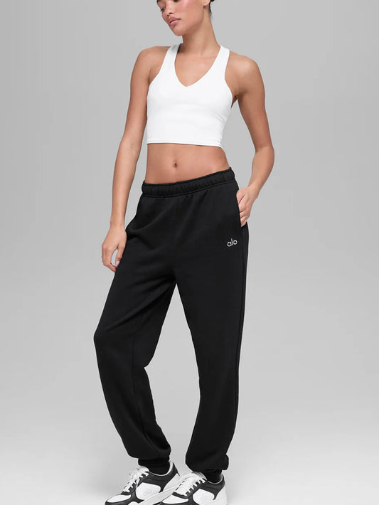 ALO ACCOLADE BLACK SWEATPANT, SMALL