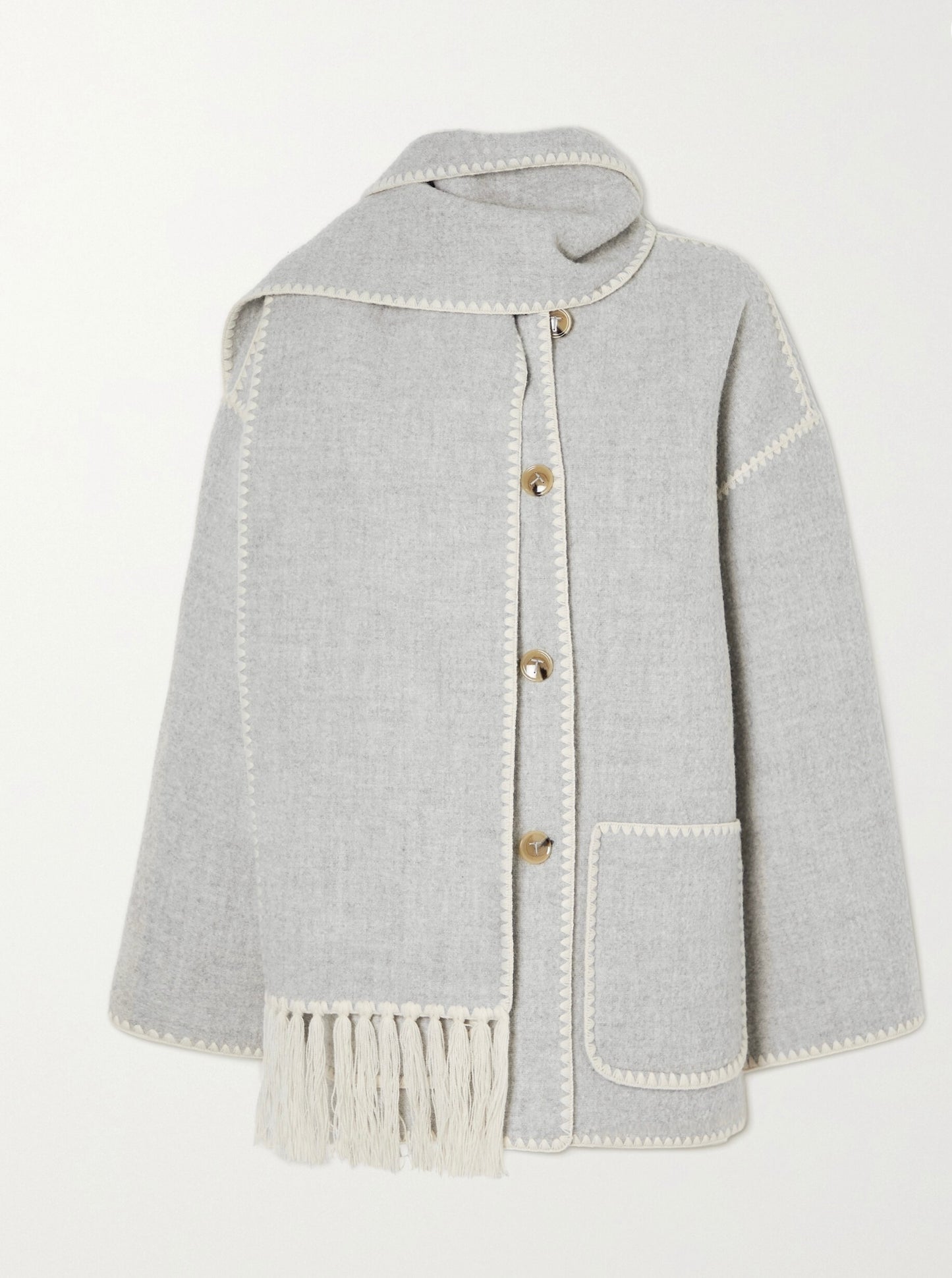 TOTEME Embroidered scarf jacket grey mélange, SIZE 36