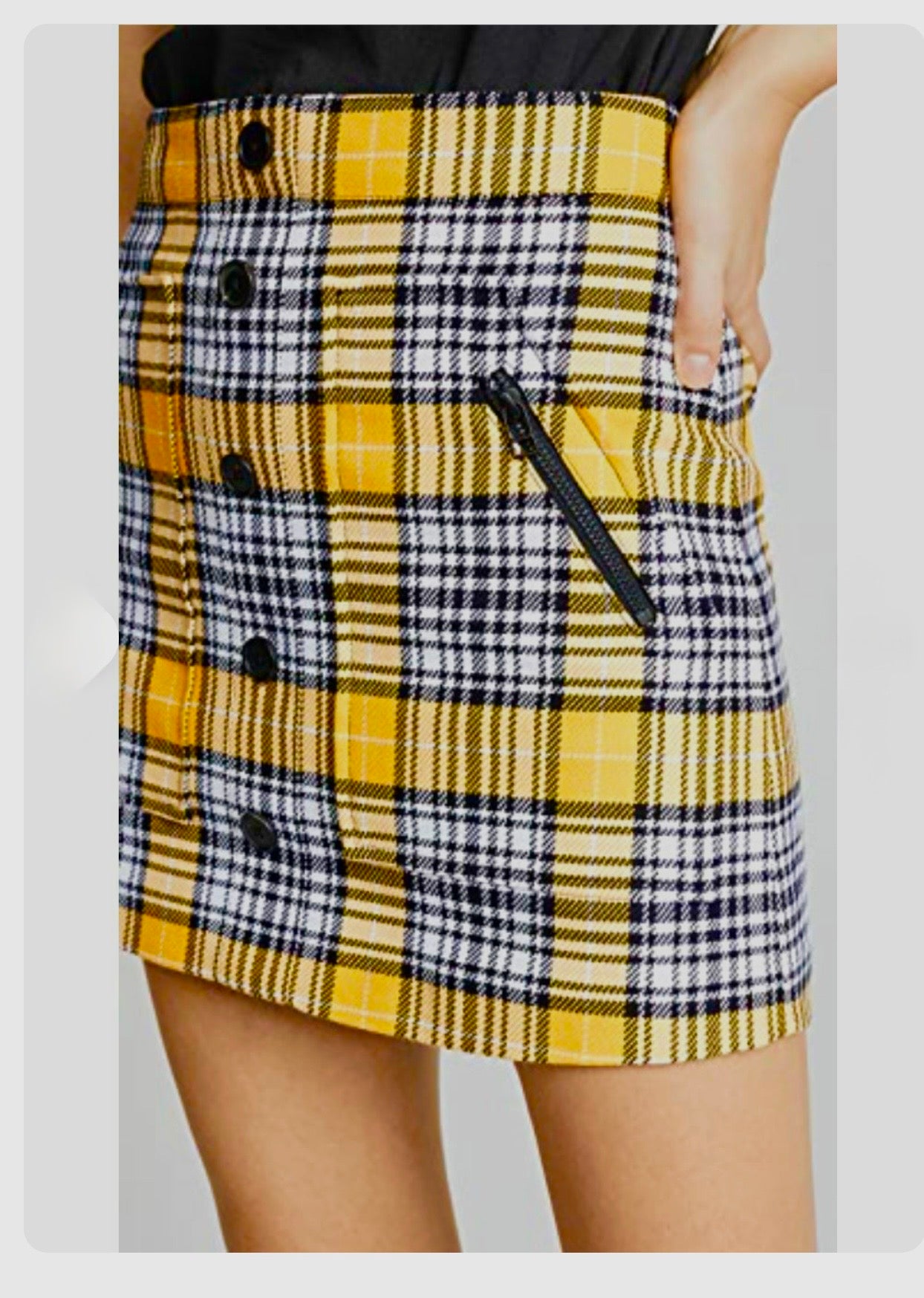 VERONICA BEARD Monroe Yellow & Black Plaid Mini Skirt, Size 6