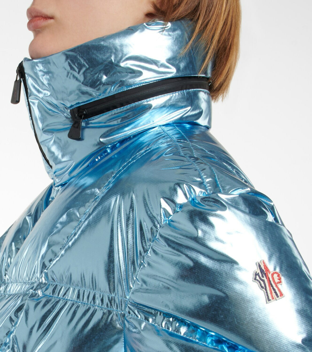 MONCLER GRENOBLE Valsorey cropped quilted padded down metallic ripstop jacket, SIZE 1