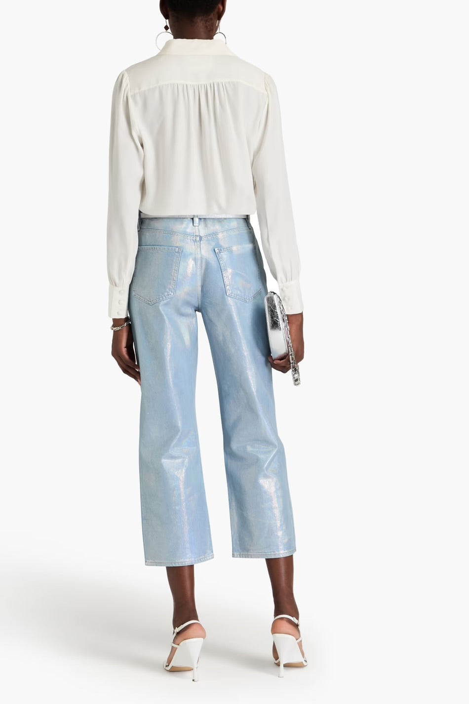 FRAME
Le Jane Crop iridescent-effect high-rise straight-leg jeans, Size 27