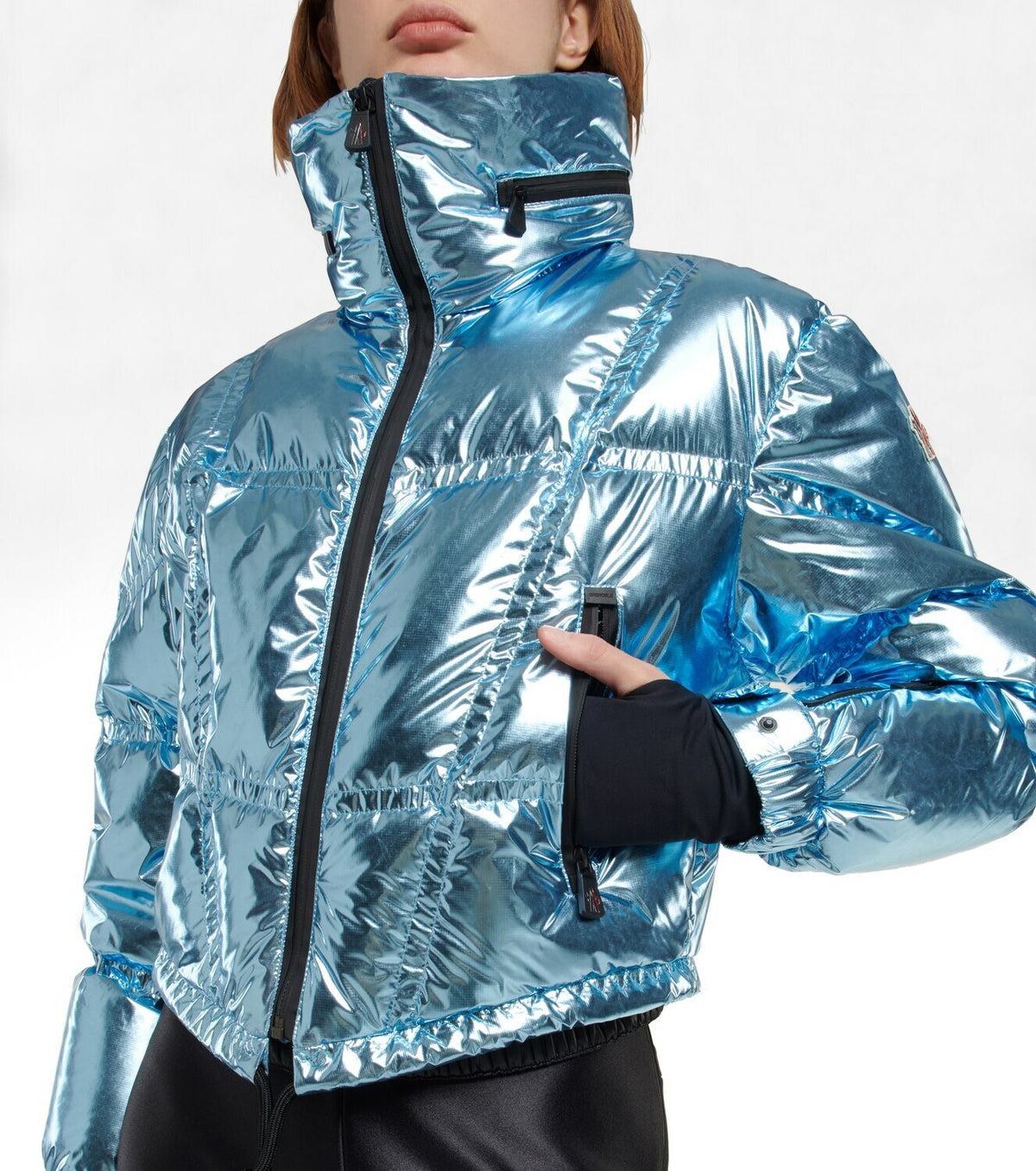 MONCLER GRENOBLE Valsorey cropped quilted padded down metallic ripstop jacket, SIZE 1
