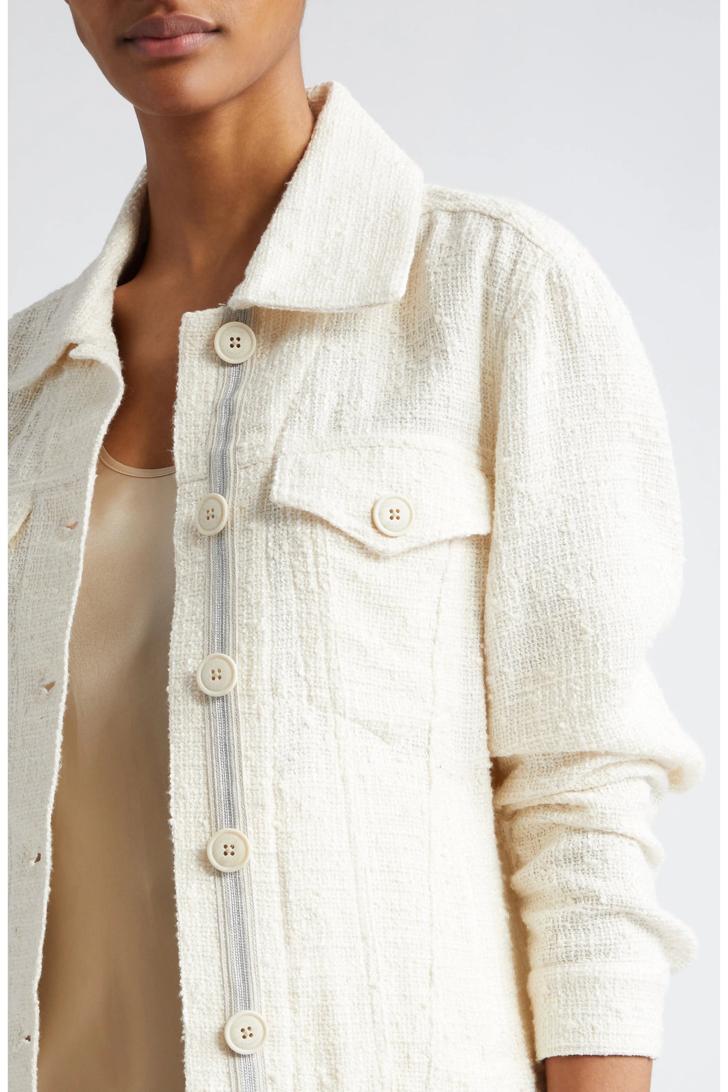 Eleventy Slub Weave Cotton Blend Trucker Jacket, Medium