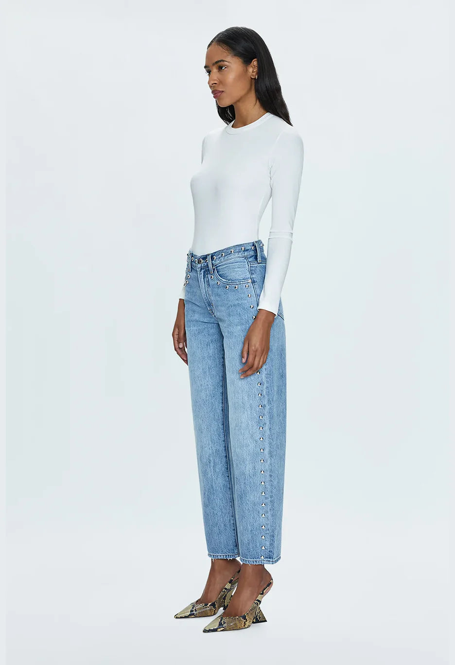 PISTOLA Lexi Mid Rise Bowed Straight, Size 25