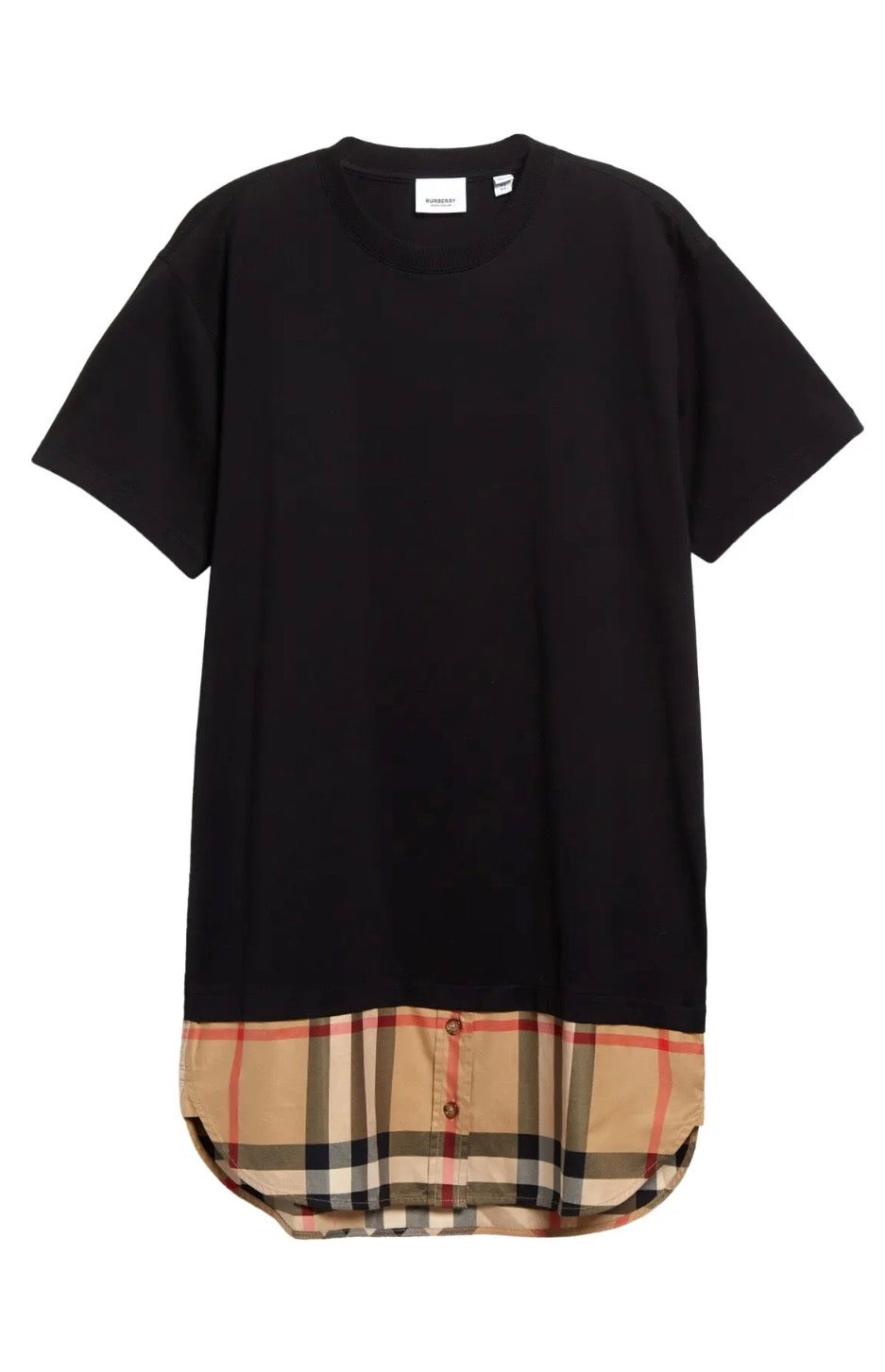 BURBERRY NWT Eden Check Shirttail Hem T-Shirt, XSMALL
