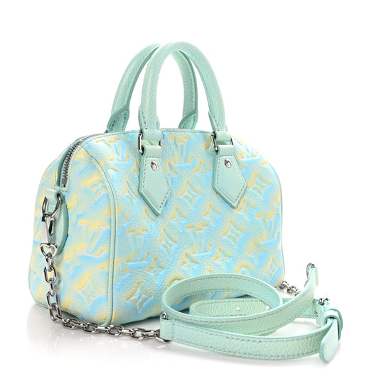 LOUIS VUITTON BLUE/YELLOW STARDUST MONOGRAM EMPREINTE LEATHER SPEEDY 20