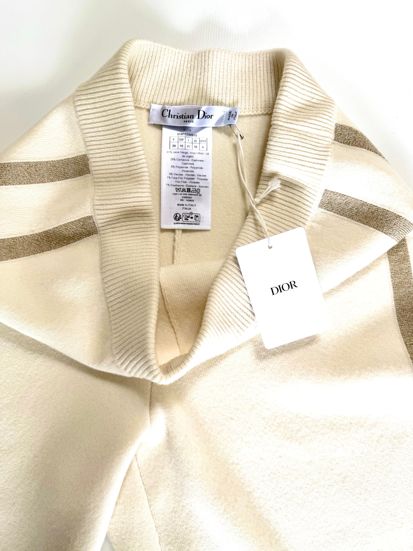 DIOR ECRU SWEATER & NWT Pants, SIZE 6