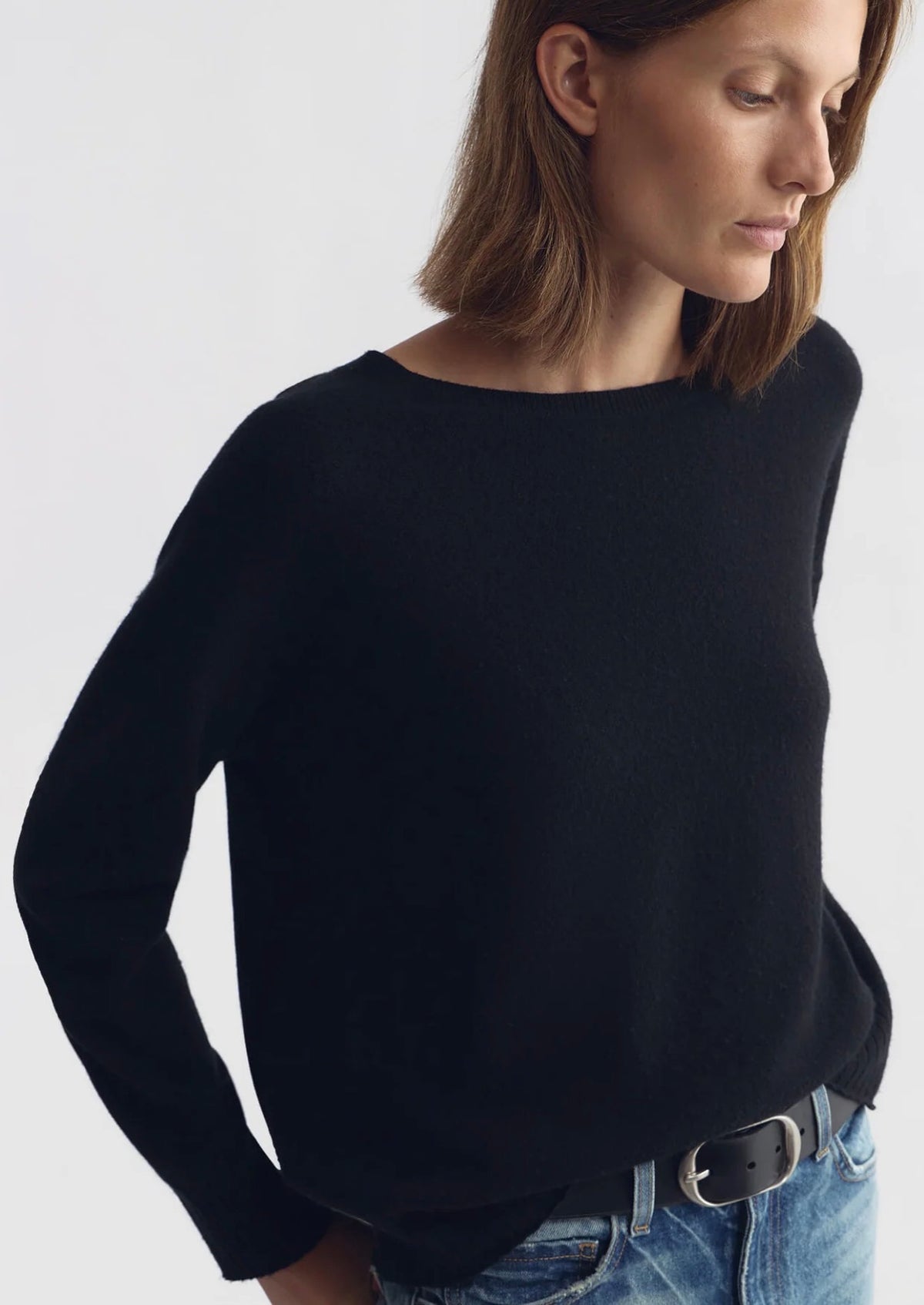 NILI LOTAN black Cashmere Boyfriend Sweater, Small (oversized)