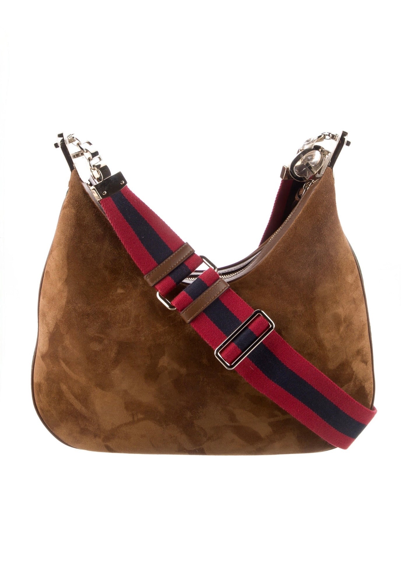 Gucci Suede Web Large Attache Shoulder Bag Brown