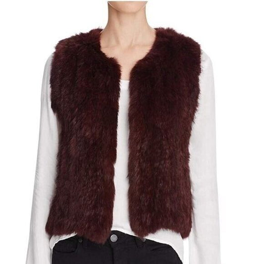 Luxe 525 burgundy, rabbit fur vest, medium