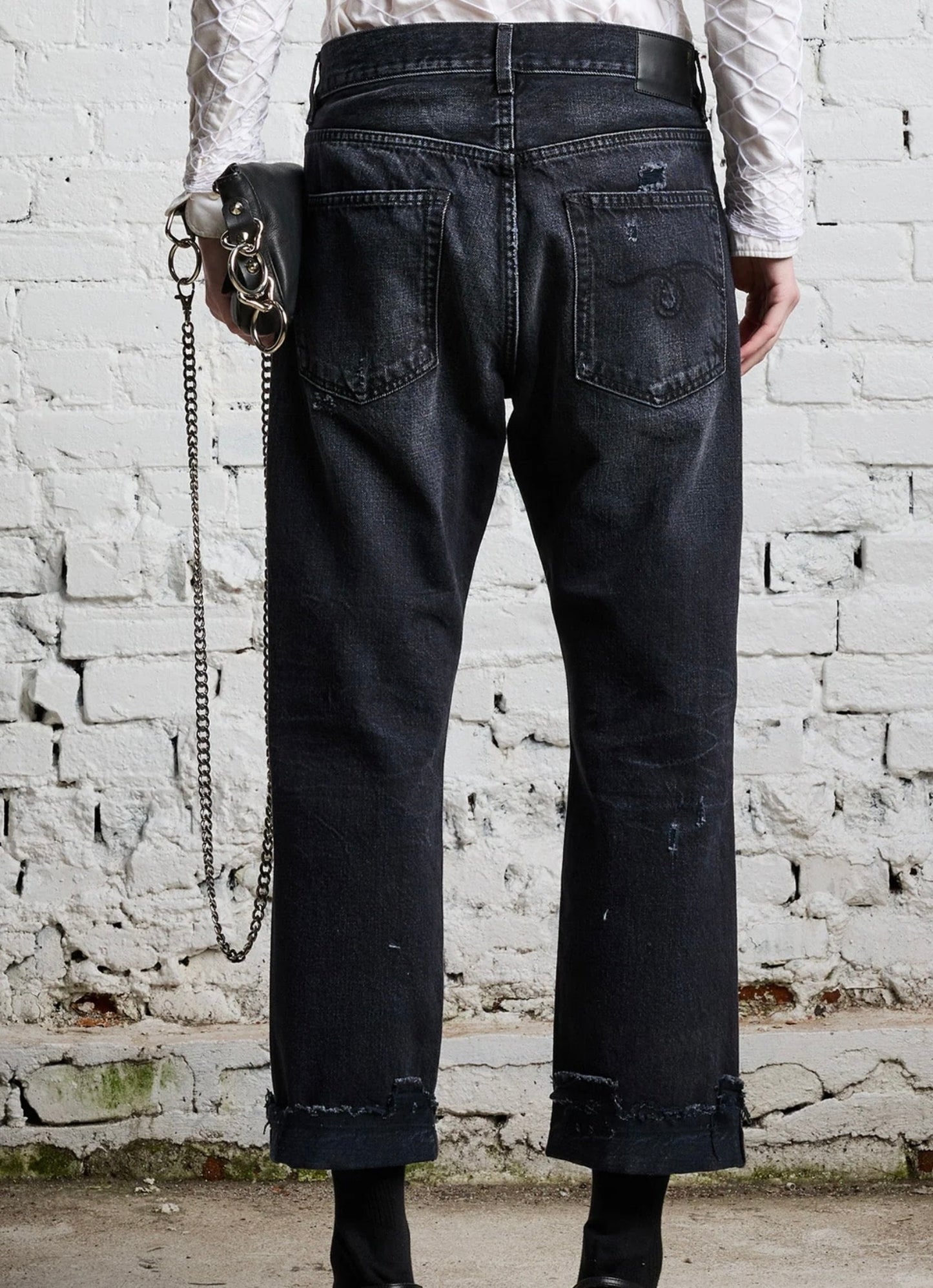 R13 BOYFRIEND JEAN - JAKE BLACK, SIZE 25 (FITS LIKE 27)