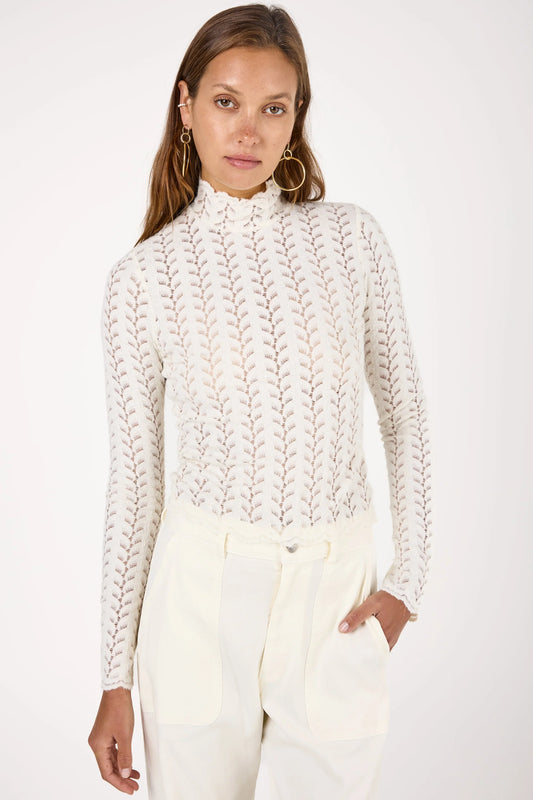 SABLYN Hailey B Cropped Lace Mock Neck, Small
