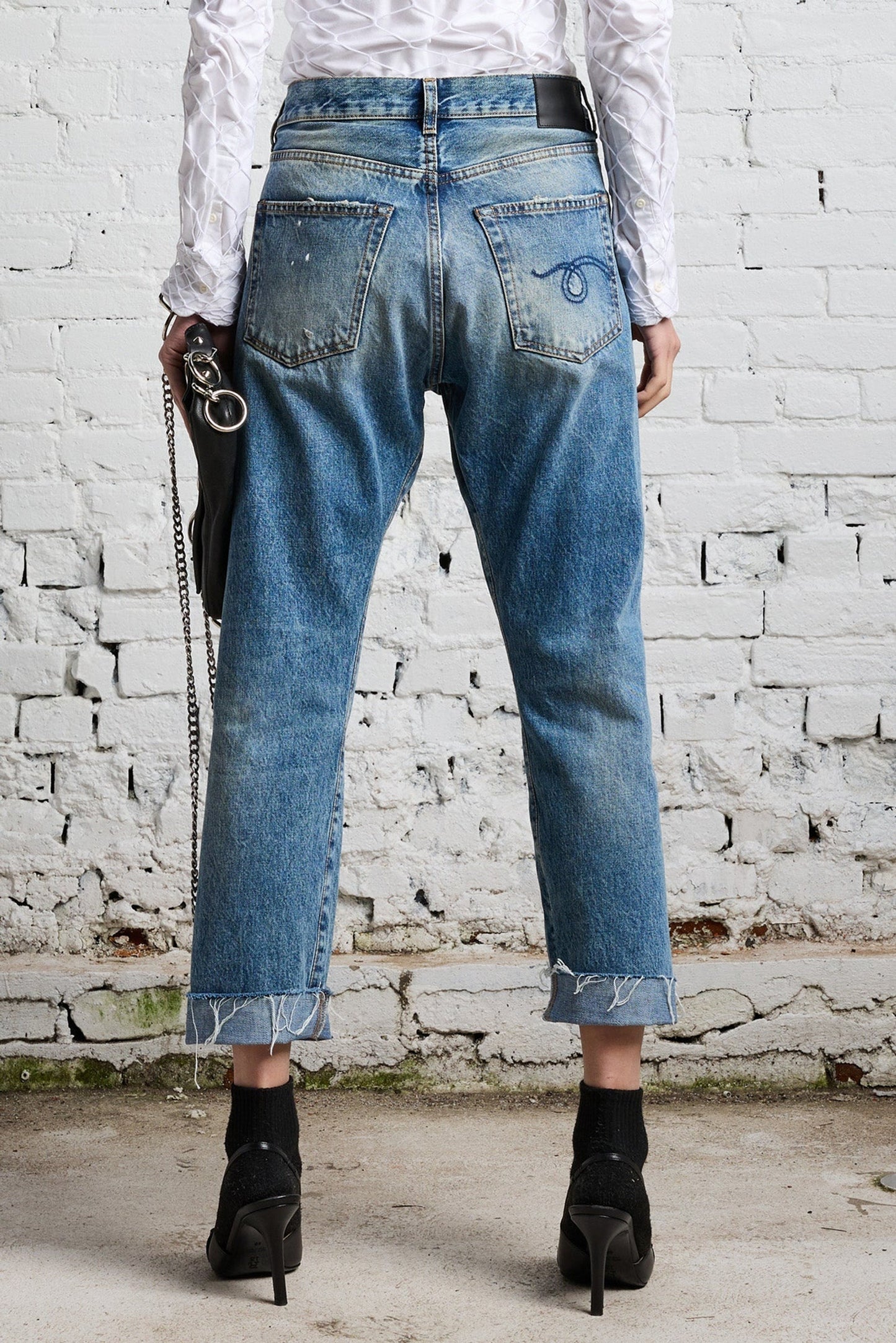 R13 NWT Cross Over Jean, Emory with rips Size 27