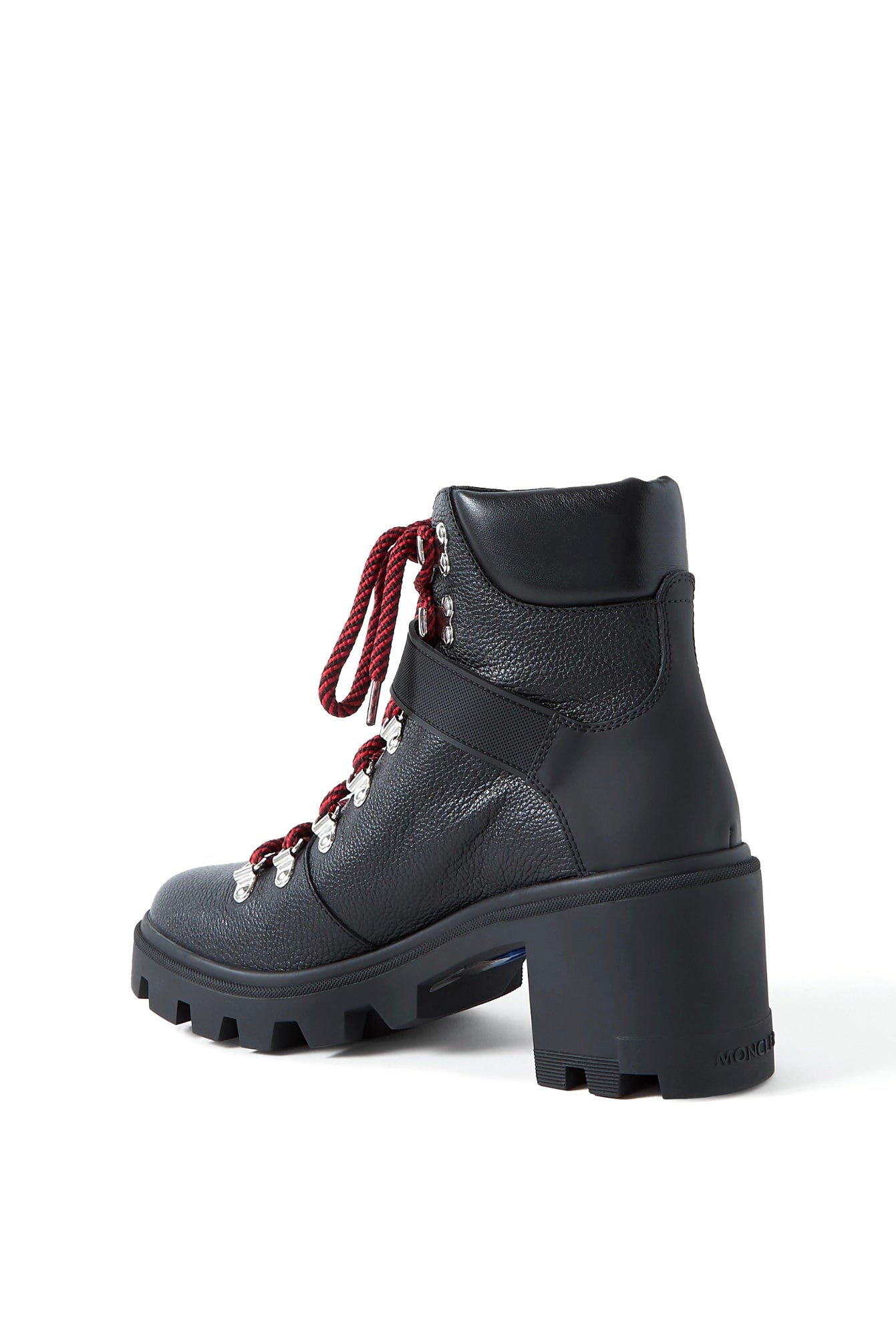 MONCLER Carol rubber-trimmed textured-leather ankle boots, SIZE 39