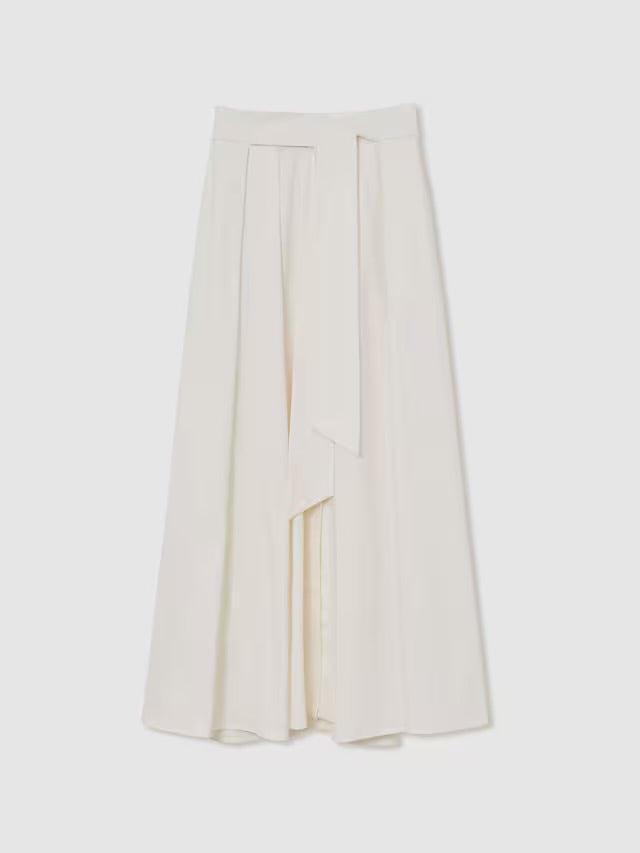 REISS NWT Simone Cotton-Blend Pleated Maxi Skirt in Ivory, SIZE 6