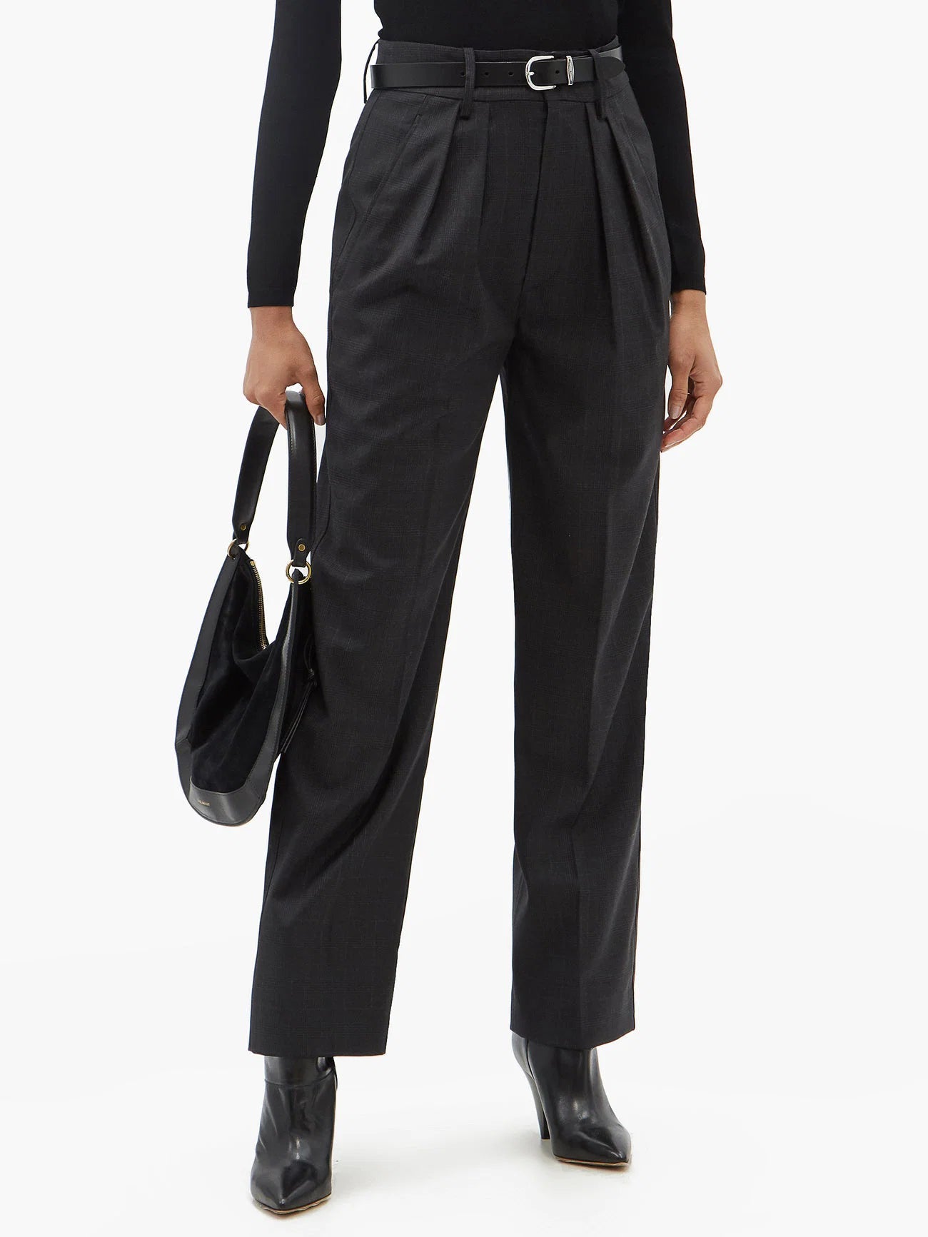 ISABEL ÉTOILE MARANT
Nafy High-Rise Prince Of Wales-Check Wool Trousers, SIZE 42