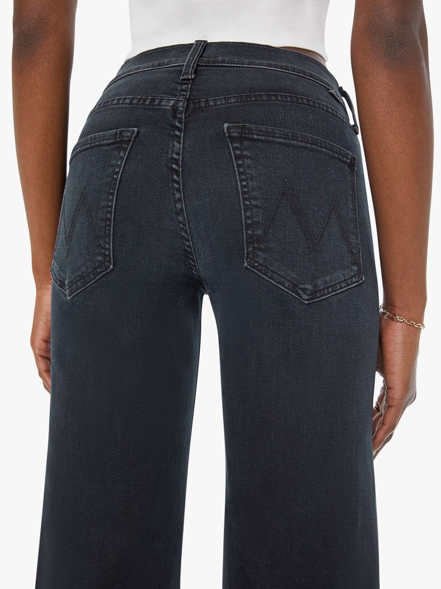 MOTHER The Mid Rise Zip Rambler Ankle Wash: Night In Venice, SIZE 34