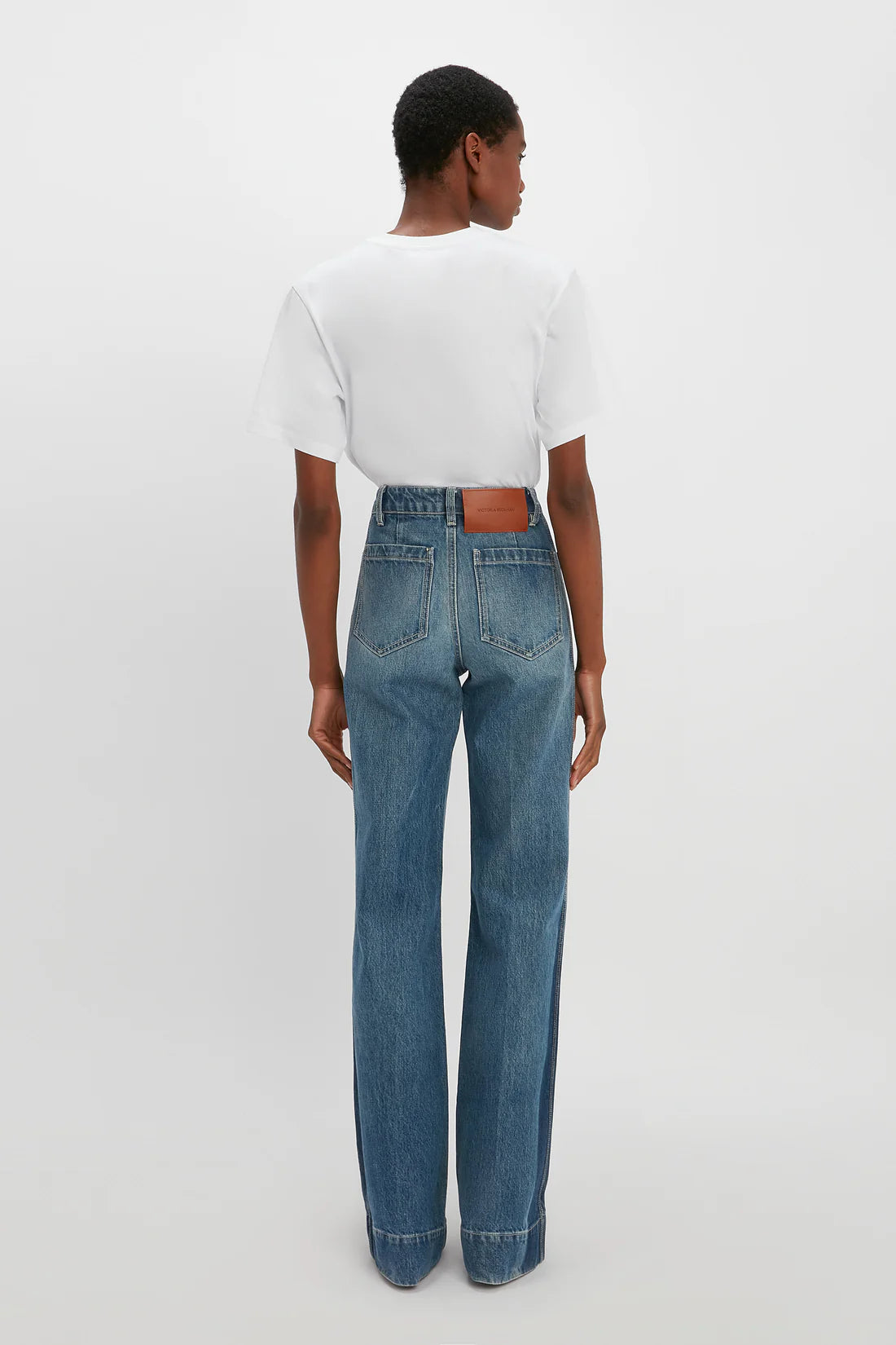 Victoria Beckham Alina High Waisted Jean In Shadow Wash, size 26