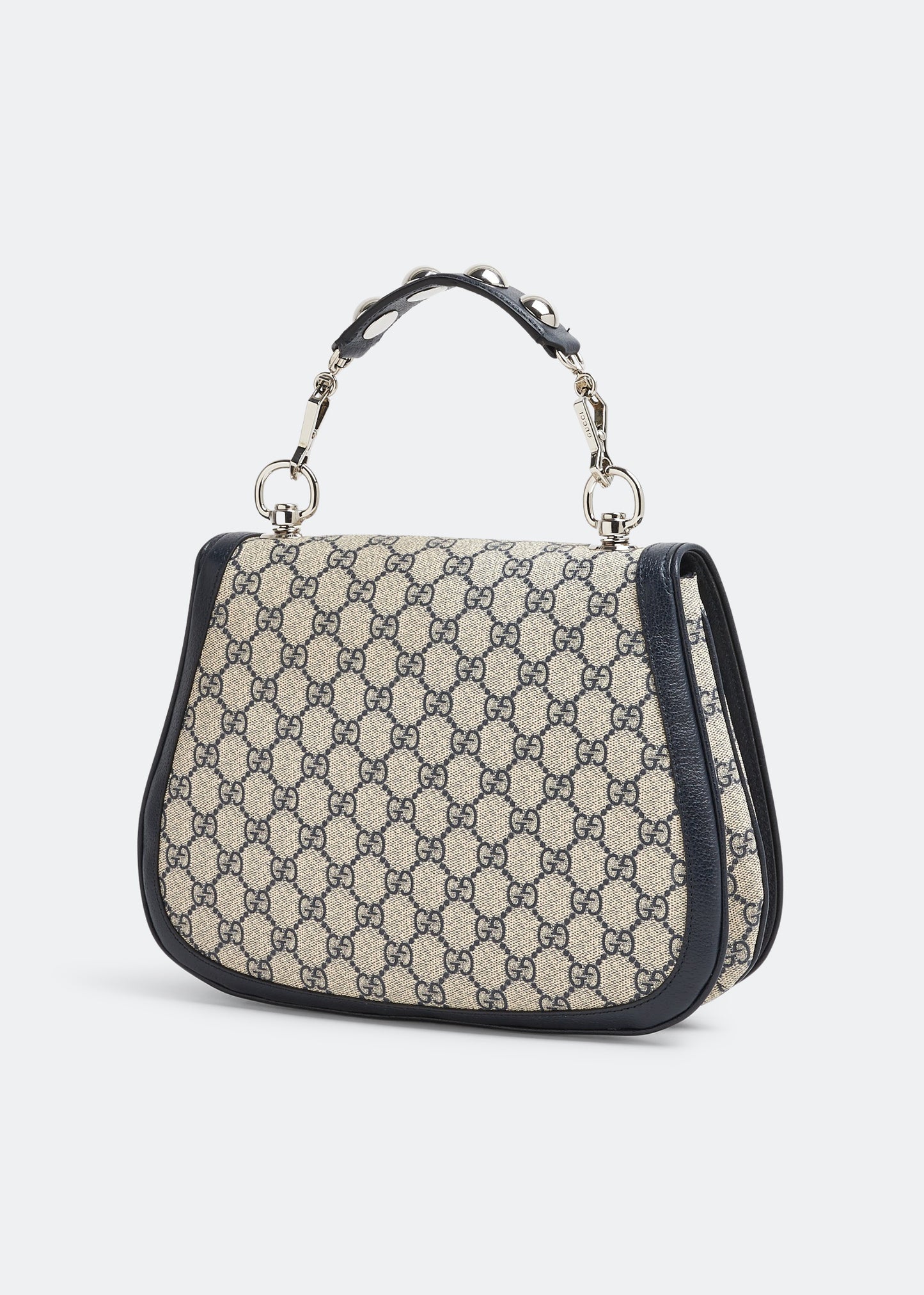 Gucci Navy Blue/Beige GG Supreme Canvas & Leather Blondie Top Handle Bag