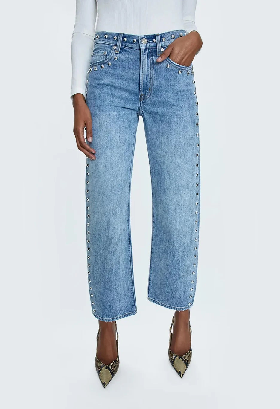 PISTOLA Lexi Mid Rise Bowed Straight, Size 25