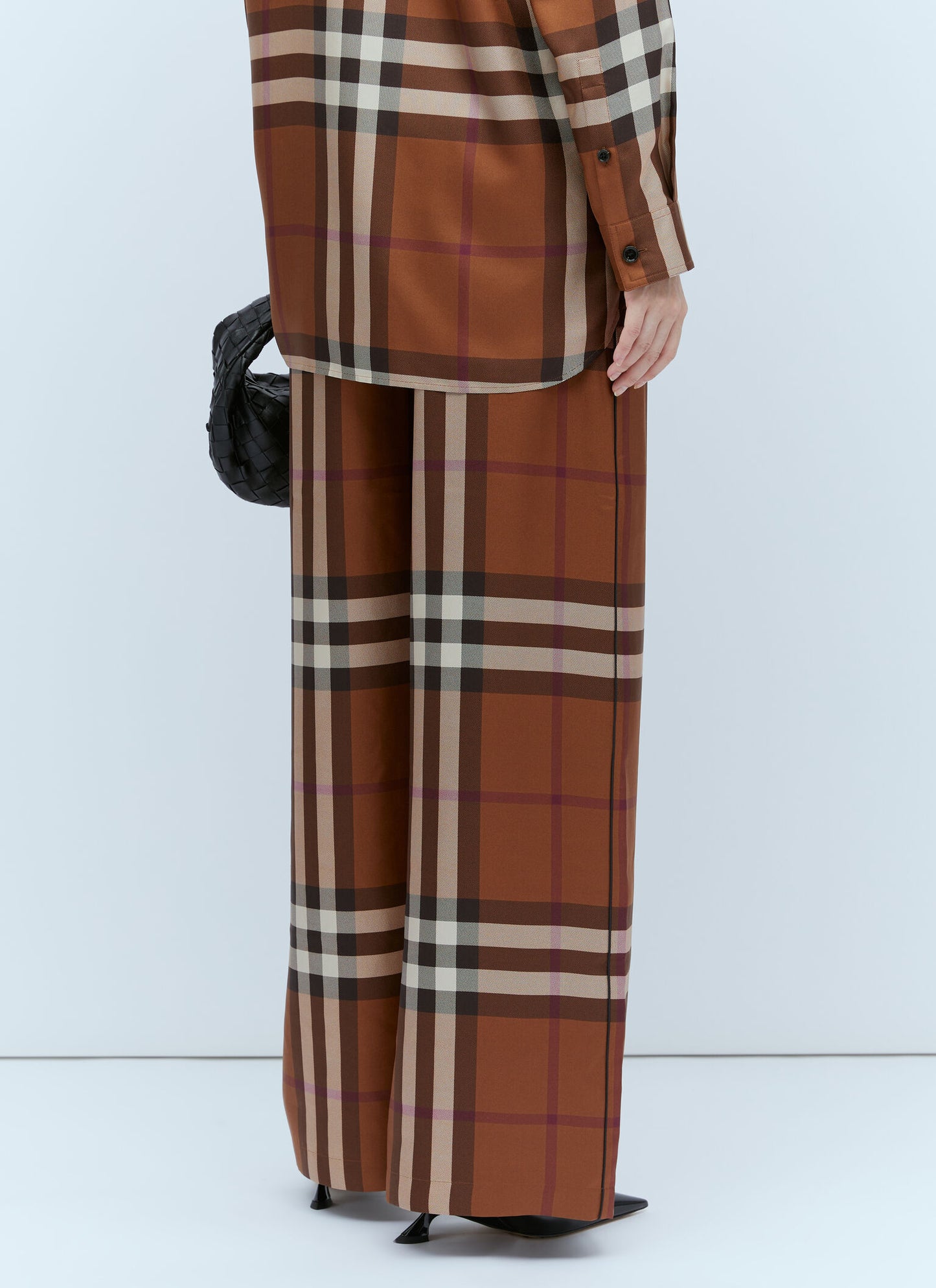 BURBERRY Check Silk Wide Leg Pants, SIZE 6