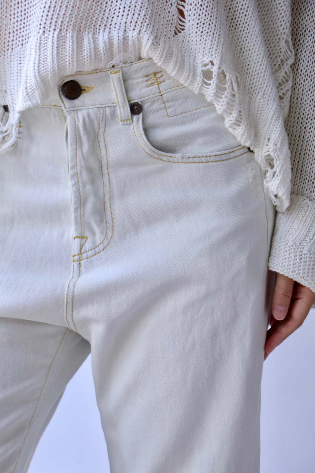 R13 tailored drop KINNEY LINEN INDIGO , Size 27￼