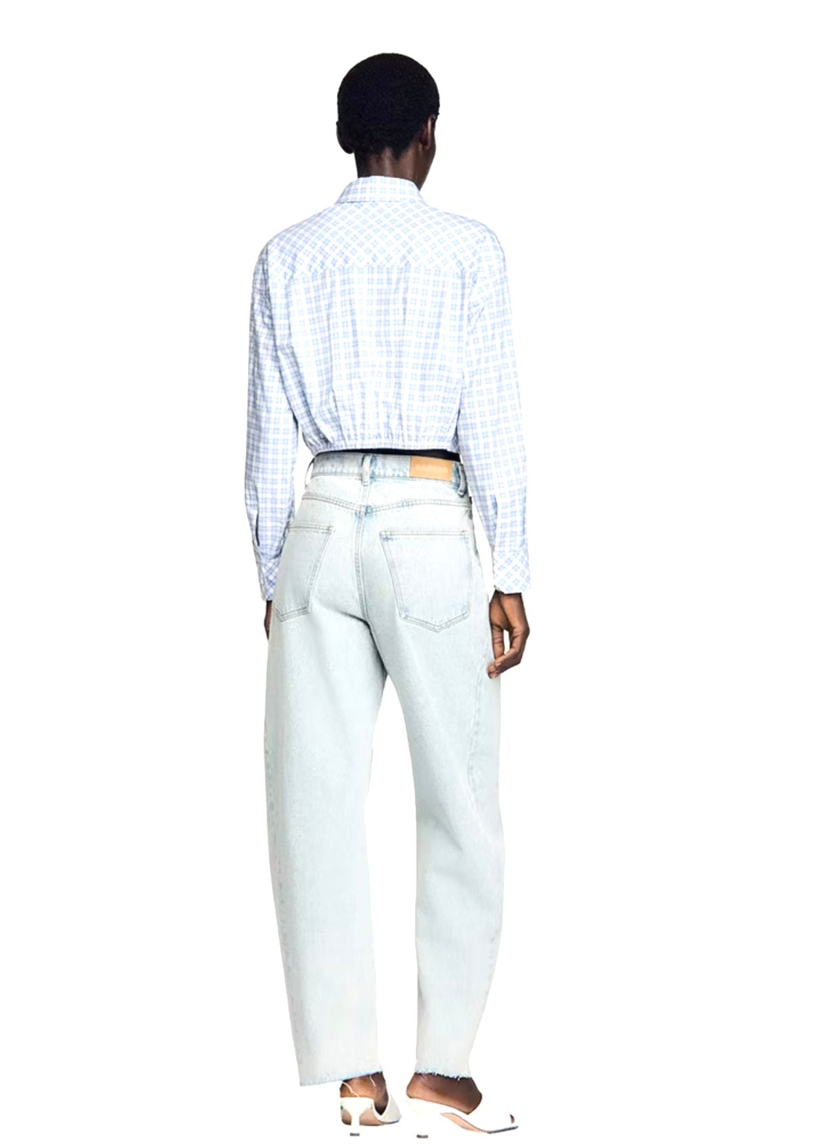 SANDRO Faded Barrel Cotton Jeans, Size 36