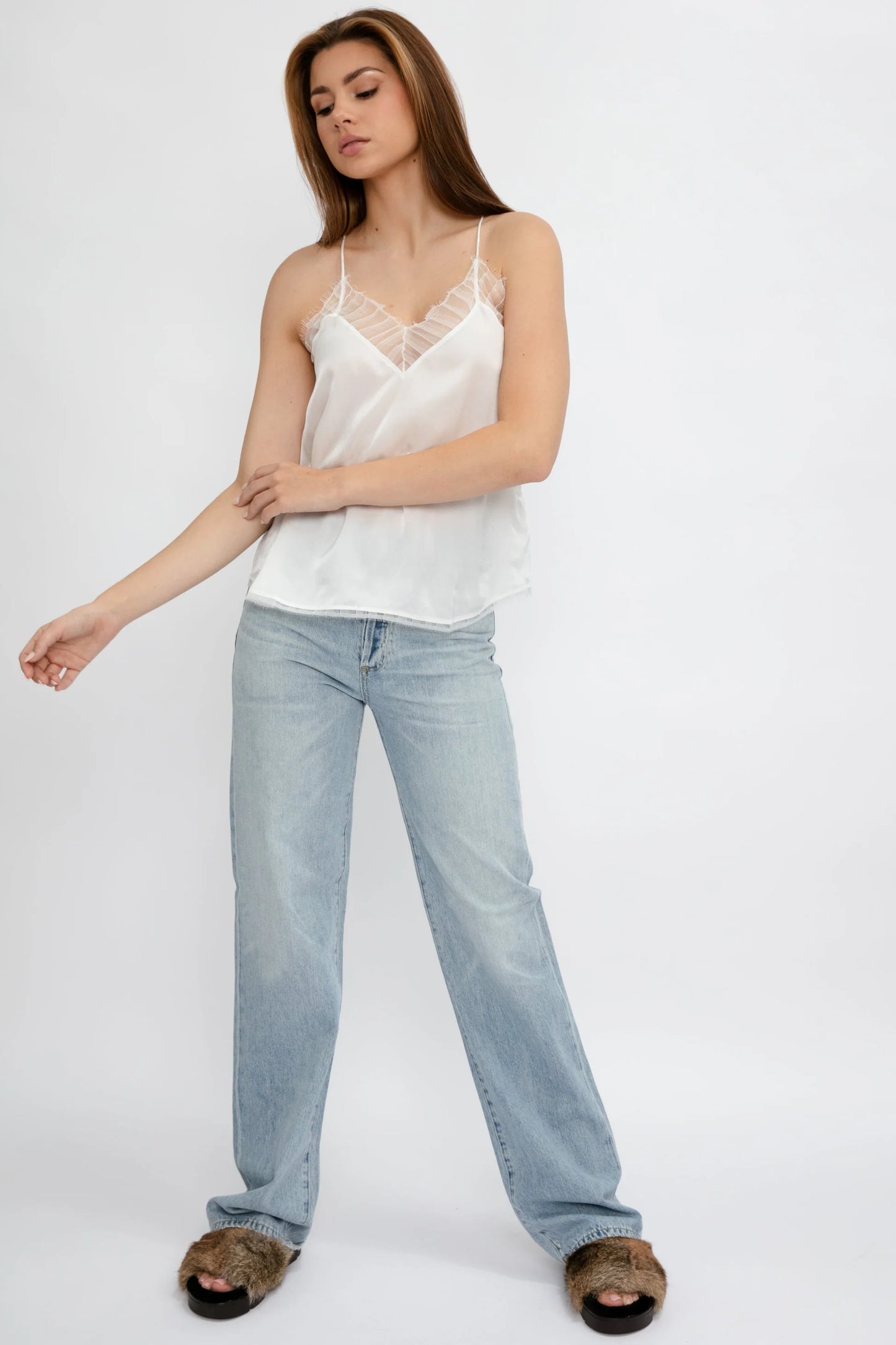 IRO PARIS Berwyn Silk Camisole in Natural, Size 36