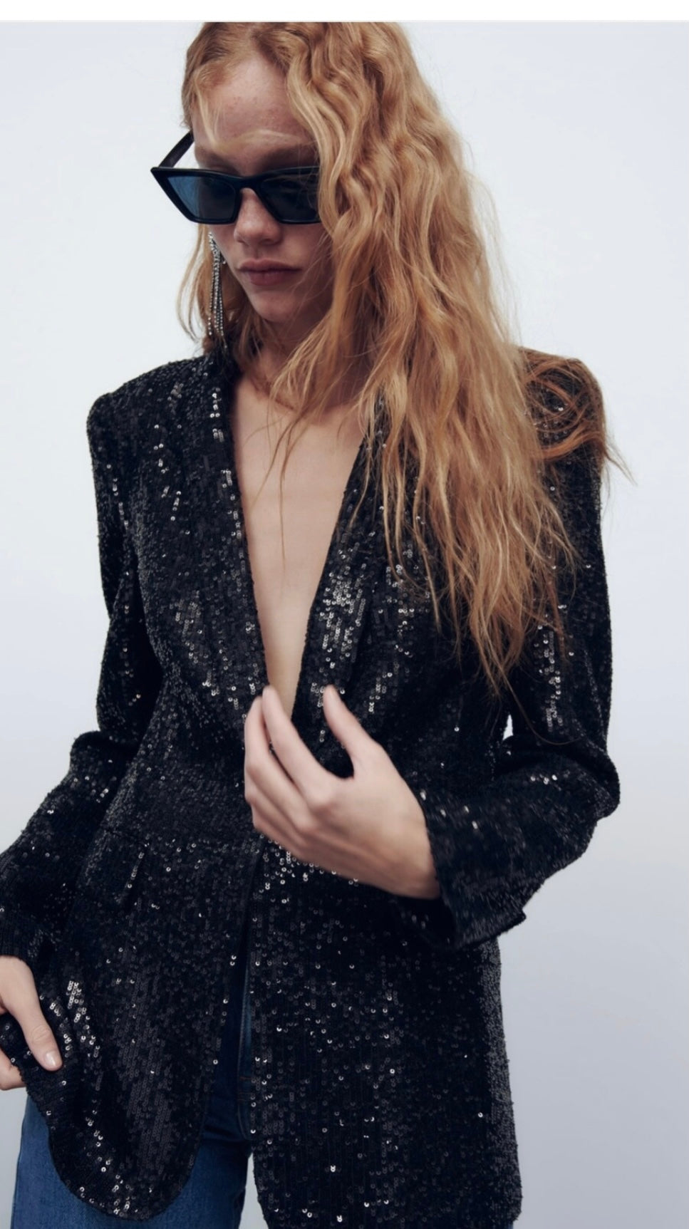 ZARA FITTED SEQUIN BLAZER, SMALL