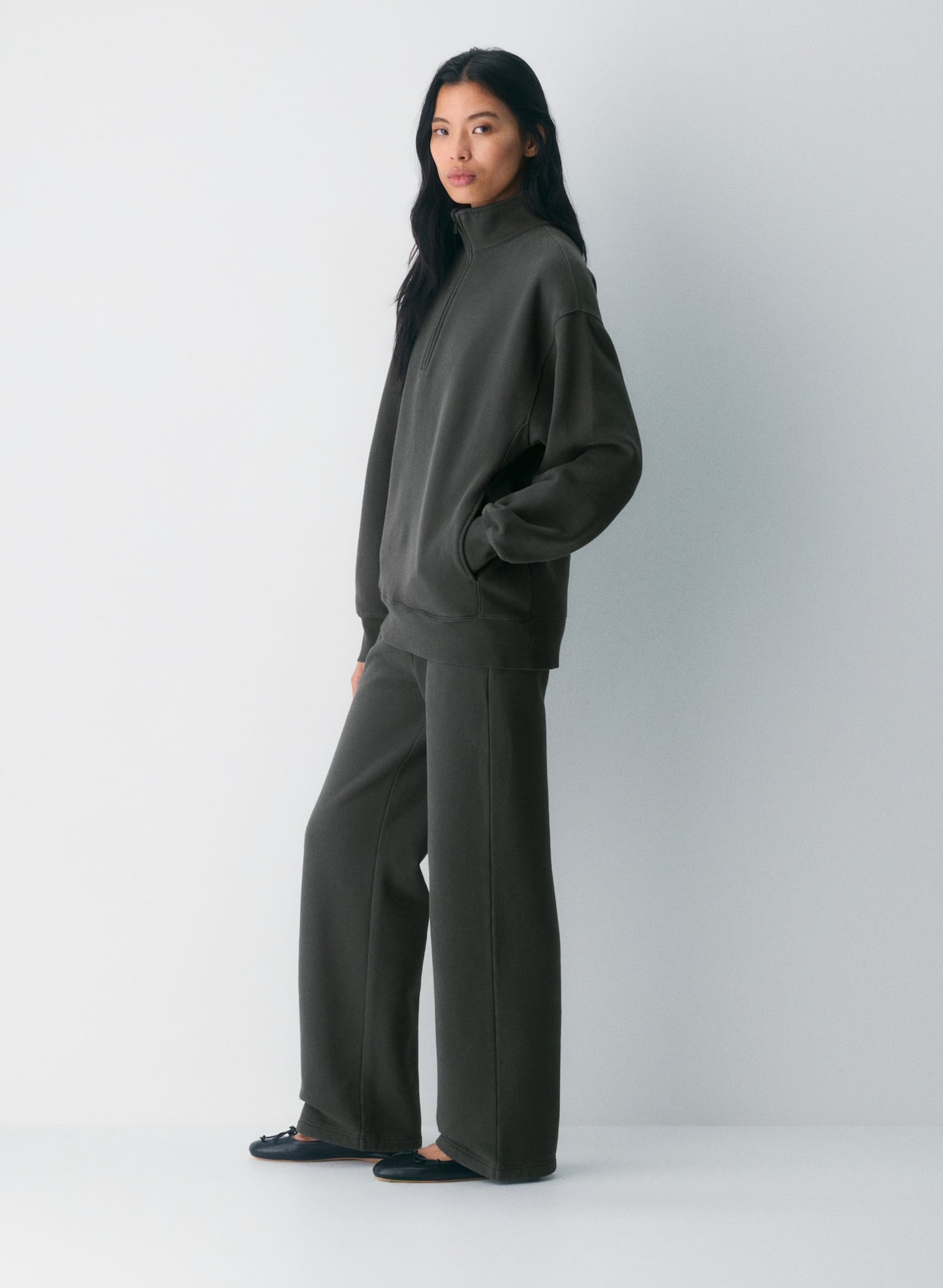 Aritzia Cozy Sweatfleece Boyfriend 1/2 Zip Sweatshirt, SMALL